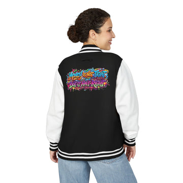 Letterman Jacket — Graffiti "Money's Not Tight, But I Ain't Rich" Retro Streetwear