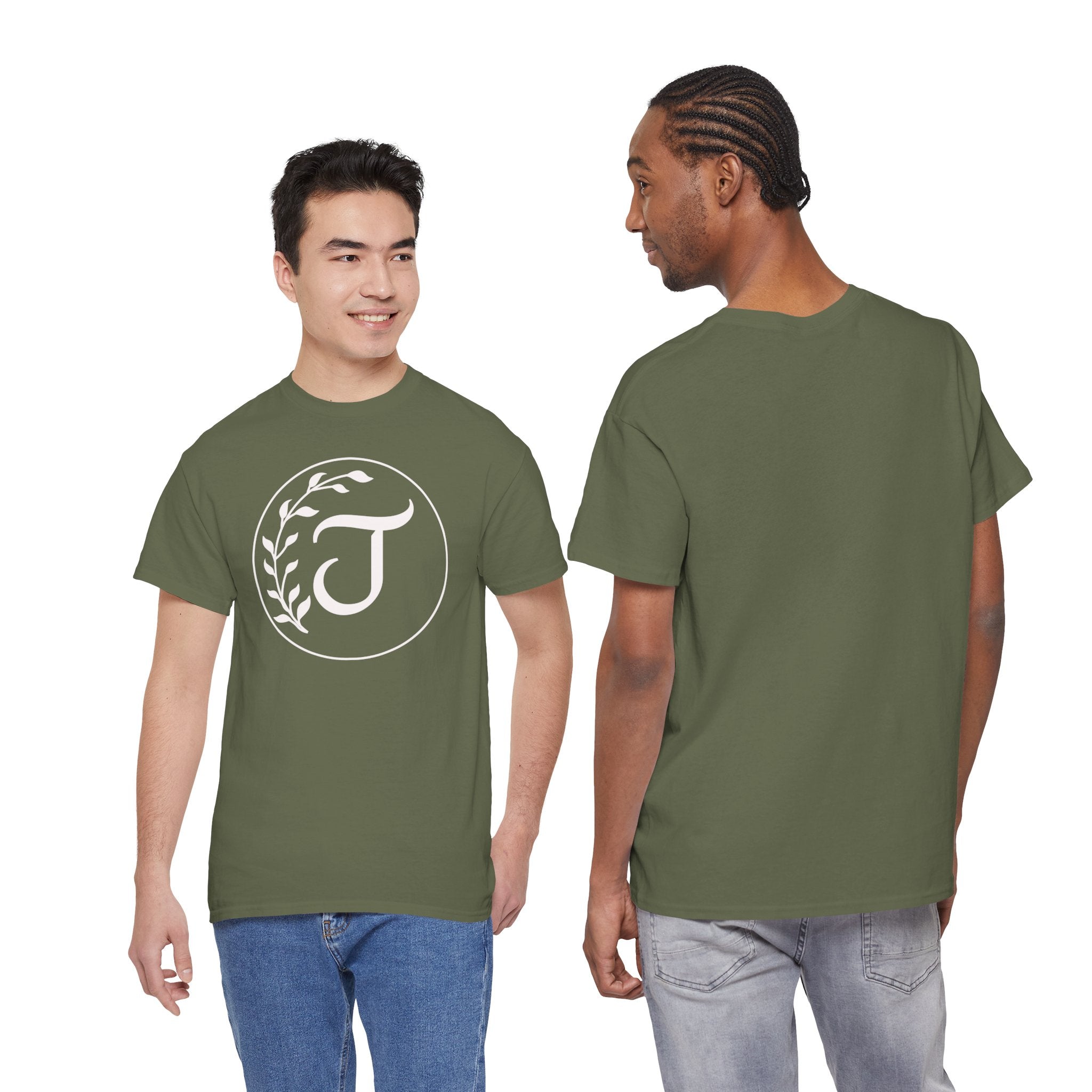 White Tee with Subtle "Floral J " Jesus Christ "— Minimalist Japanese Character T-Shirt