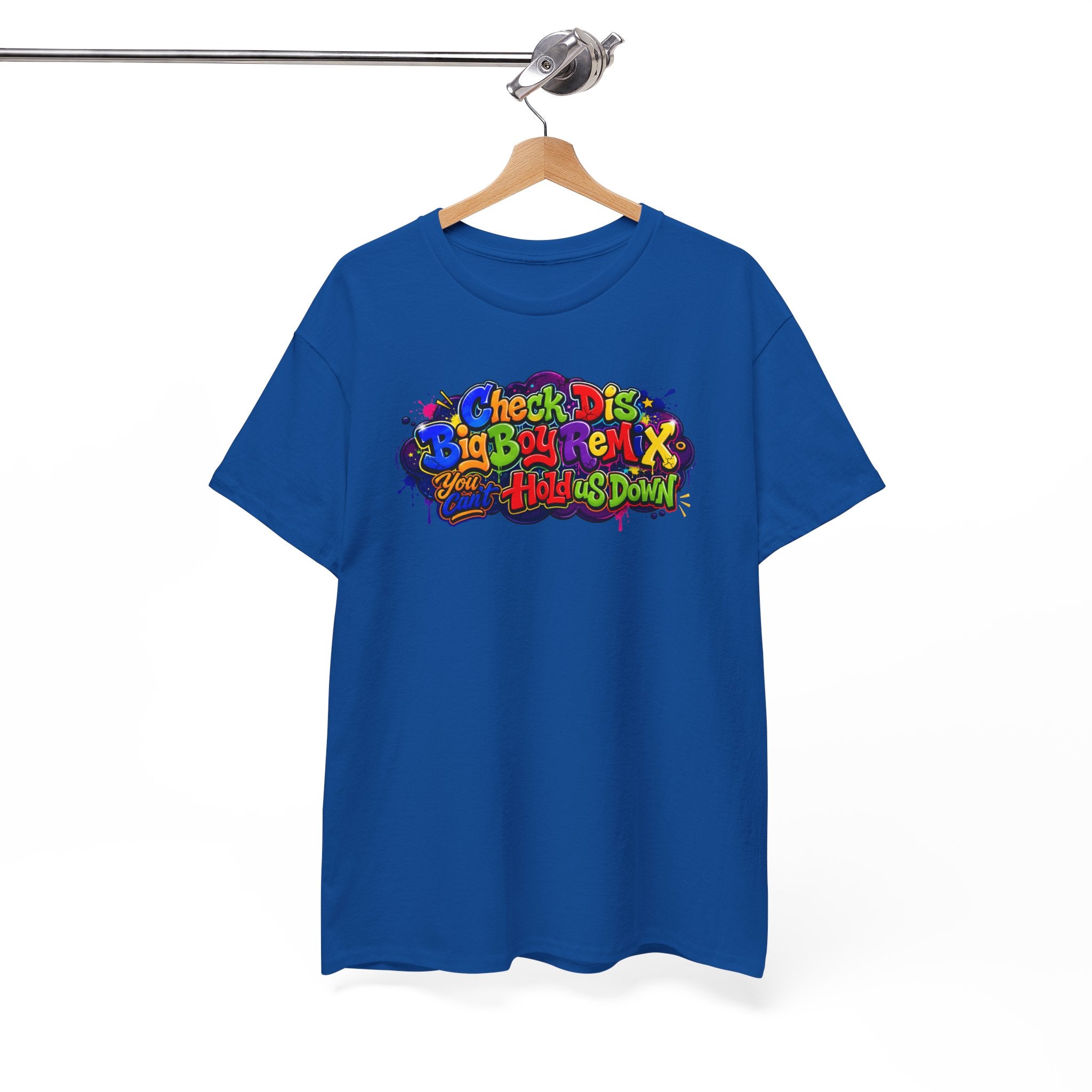 Graphic Tee — Colorful 'Check Dis Big Boy Remix' Retro Street Art T-Shirt
