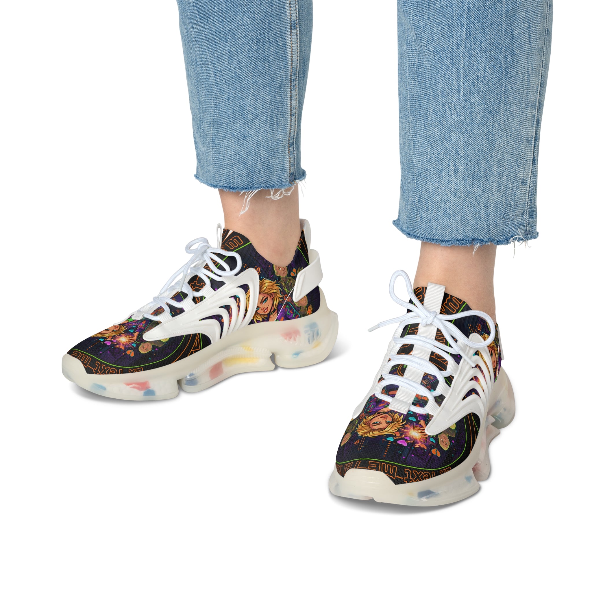 Mesh Sneakers — Floral Goddess Graphic Women's Athletic Shoes