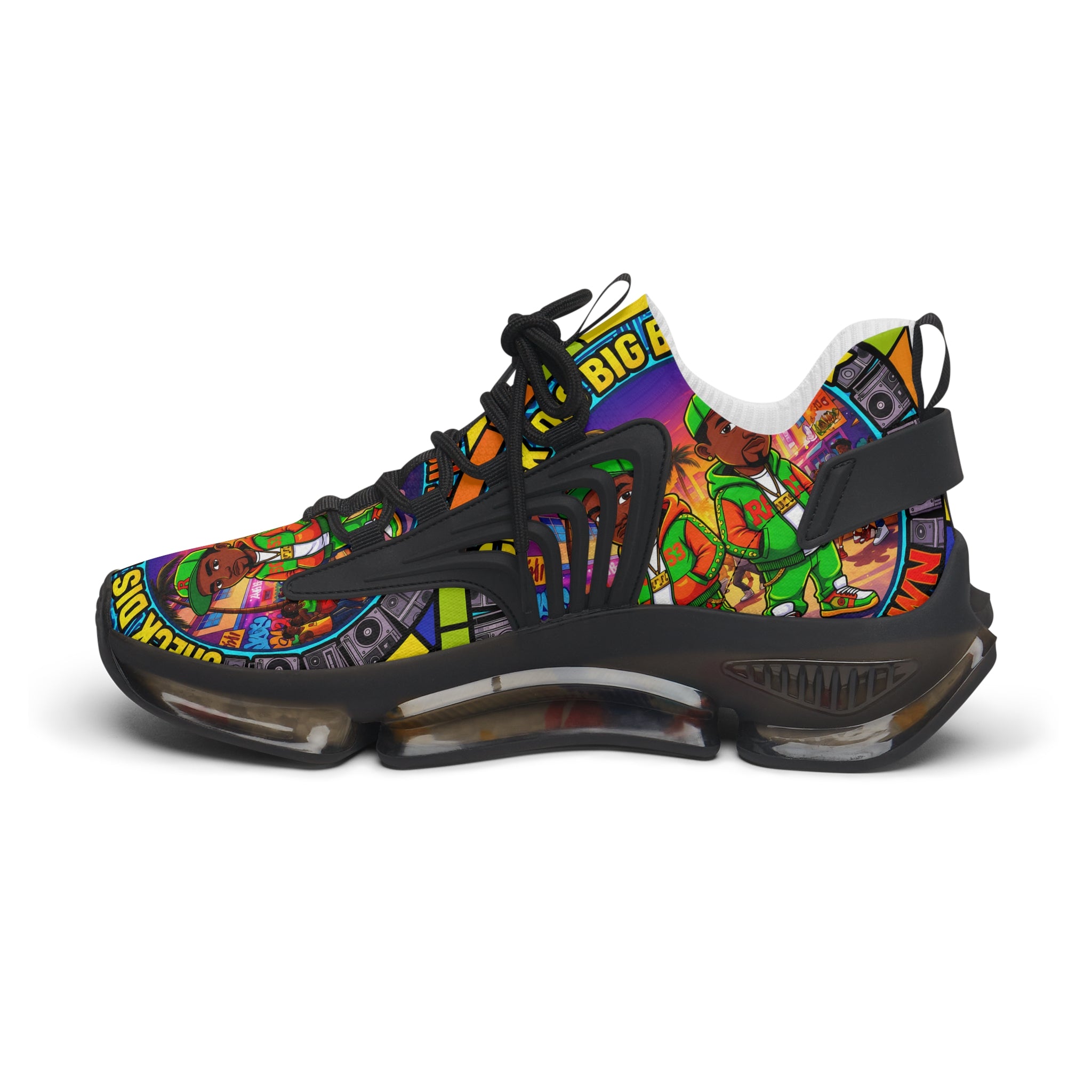 Women's Mesh Sneakers — Colorful Retro 'Check Dis Big Boy Remix' Graphic Trainers