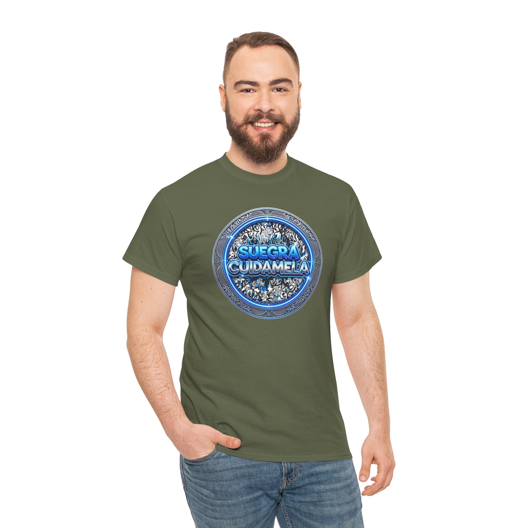 T-Shirt — Suegra Cuídame (Blue Floral Emblem)