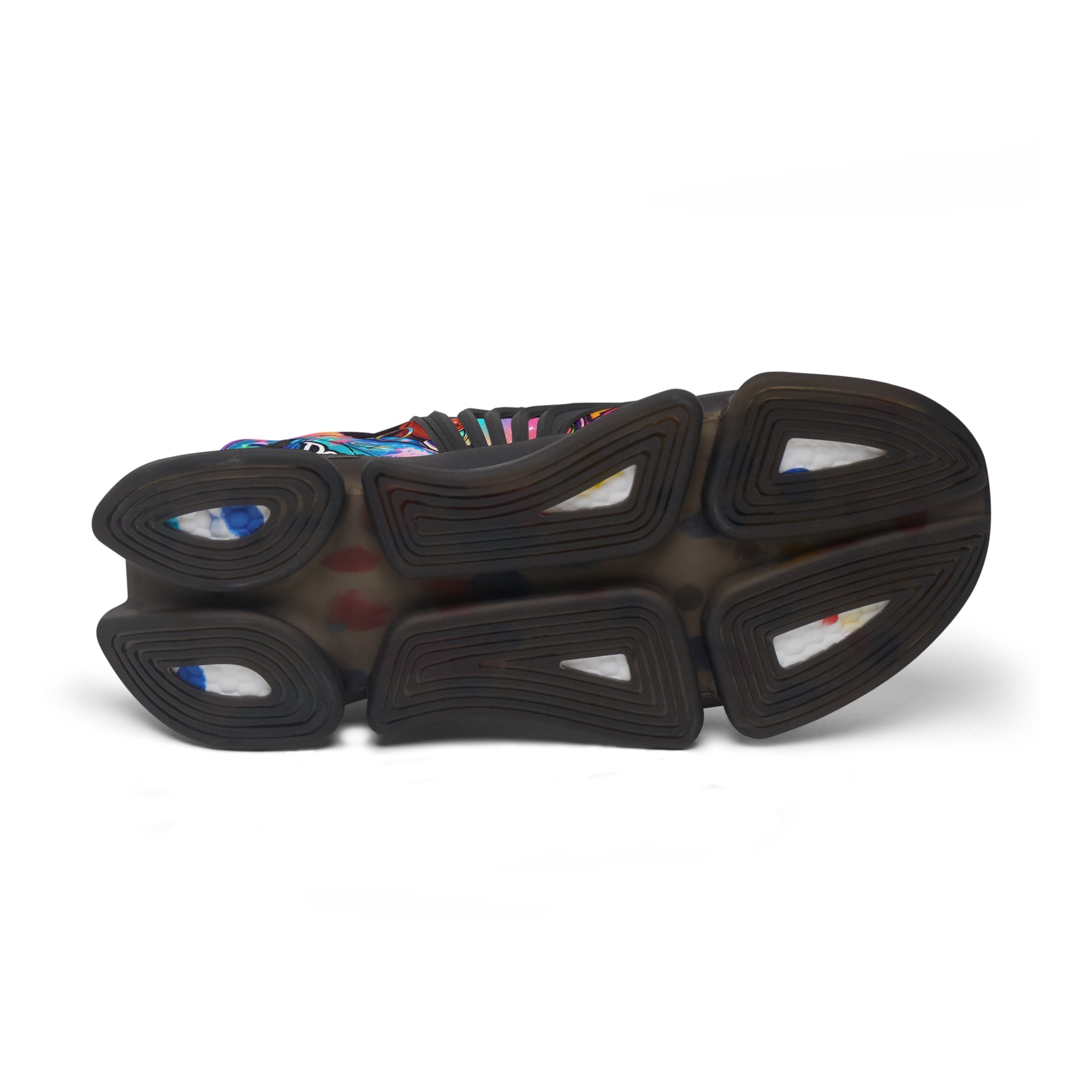Women's Mesh Sneakers — Colorful Afrocentric Portrait Running Shoes with 'Don't Kiss' Graphic