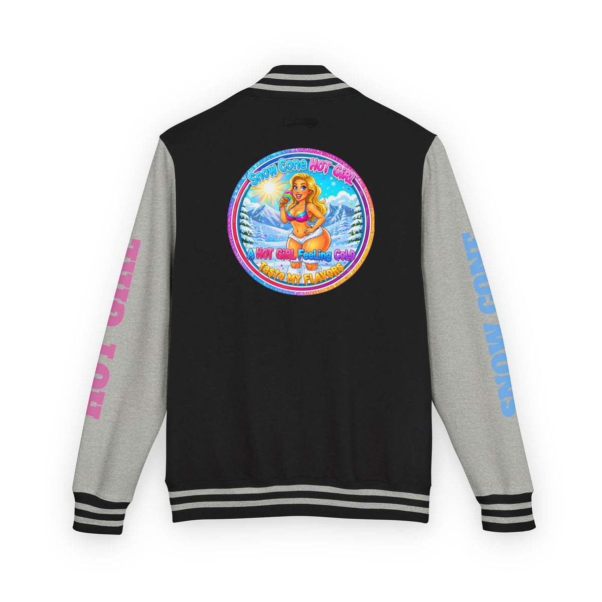 Angel Pinup Letterman Jacket — "Snowcone Hot Girl " Graphic Varsity Jacket