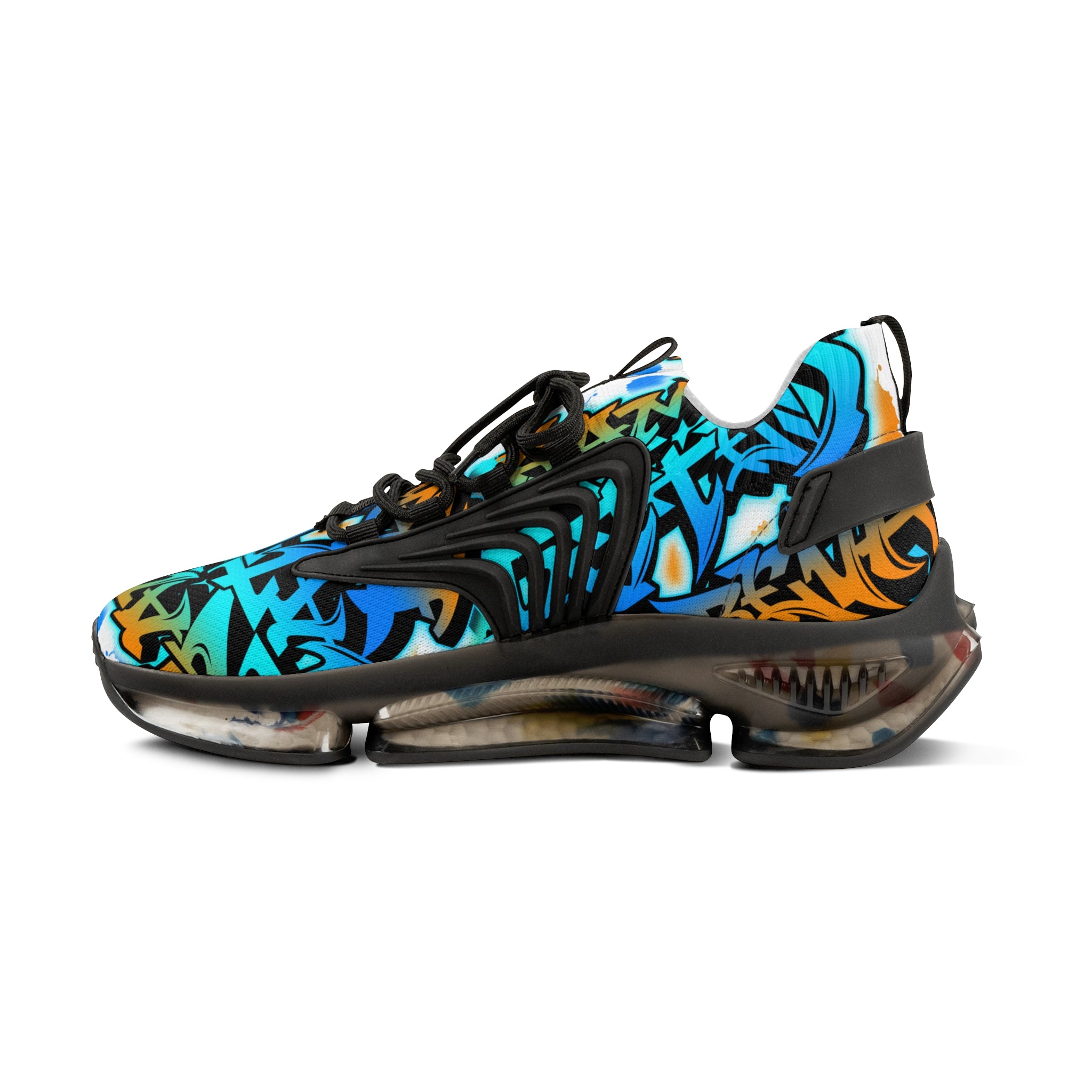 Mesh Sneakers —" Gamer Tatted Foreva" Graffiti Streetwear Athletic Shoes for Men