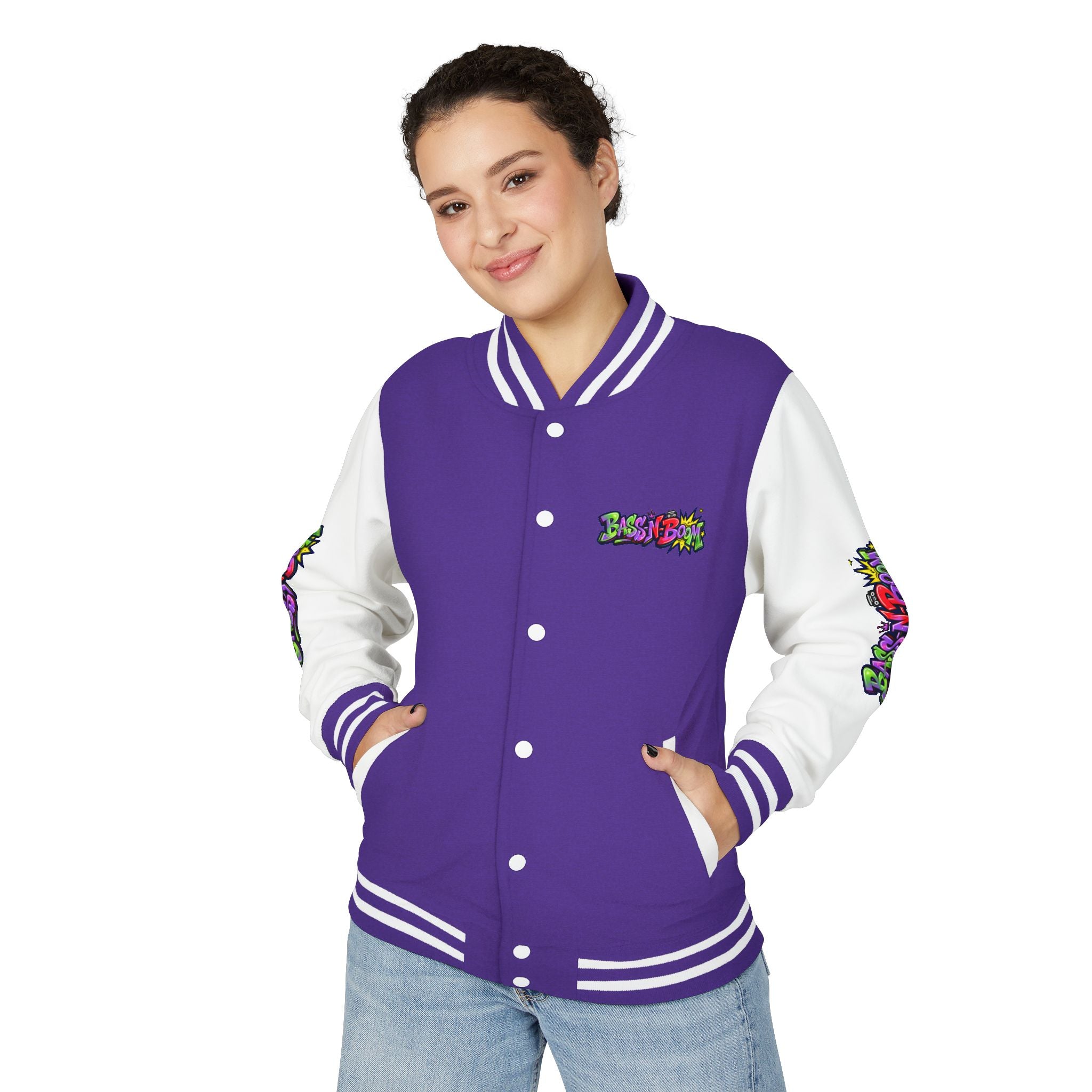 Letterman Jacket — 'Bass N Boom' Graffiti Bomber