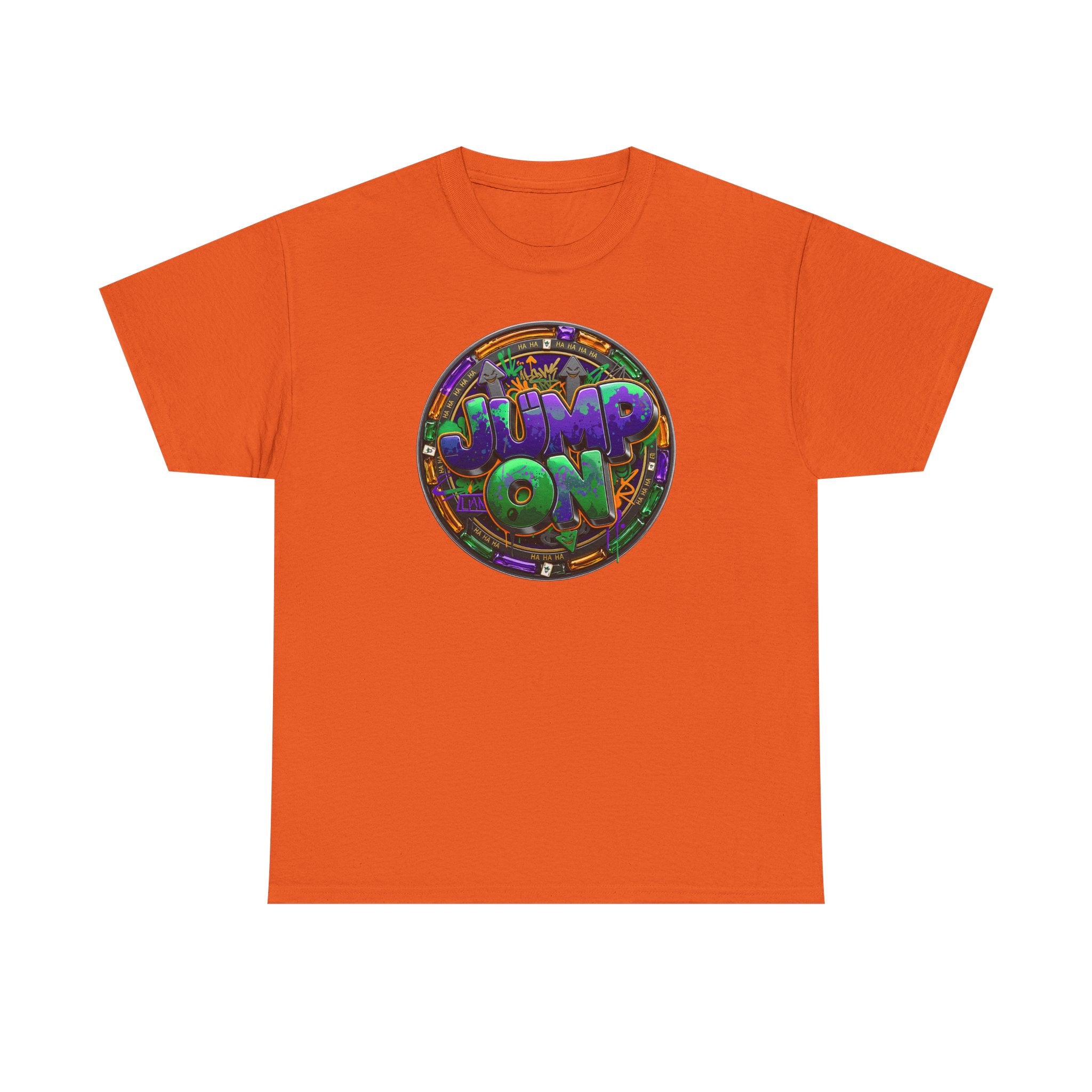" Jump On" Circle Graphic Tee — Retro Neon Streetwear T-Shirt