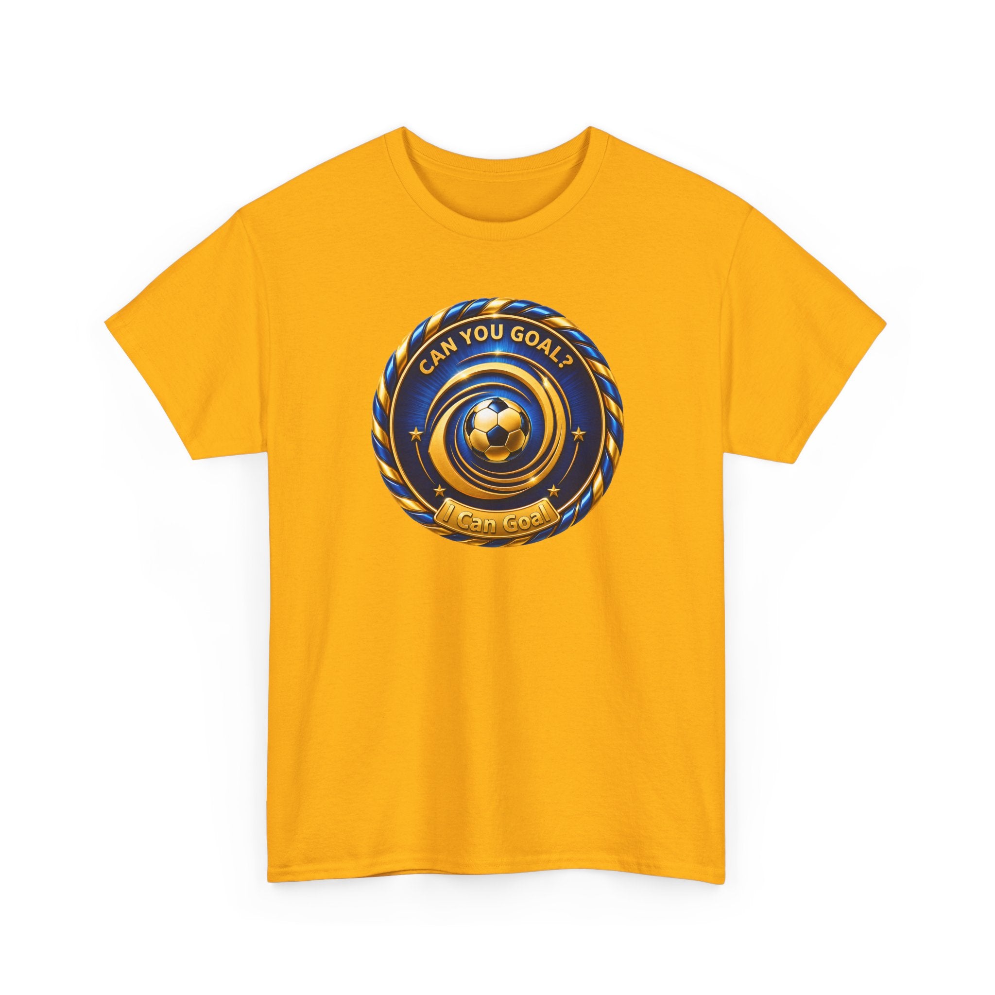 Soccer Badge Tee — "Can You Goal?" Graphic Soccer Shirt