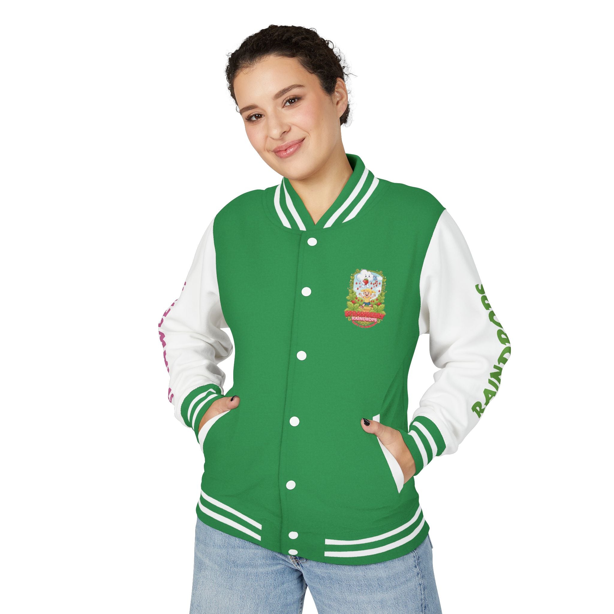 Letterman Jacket —Strawberry Raindrops Back Patch