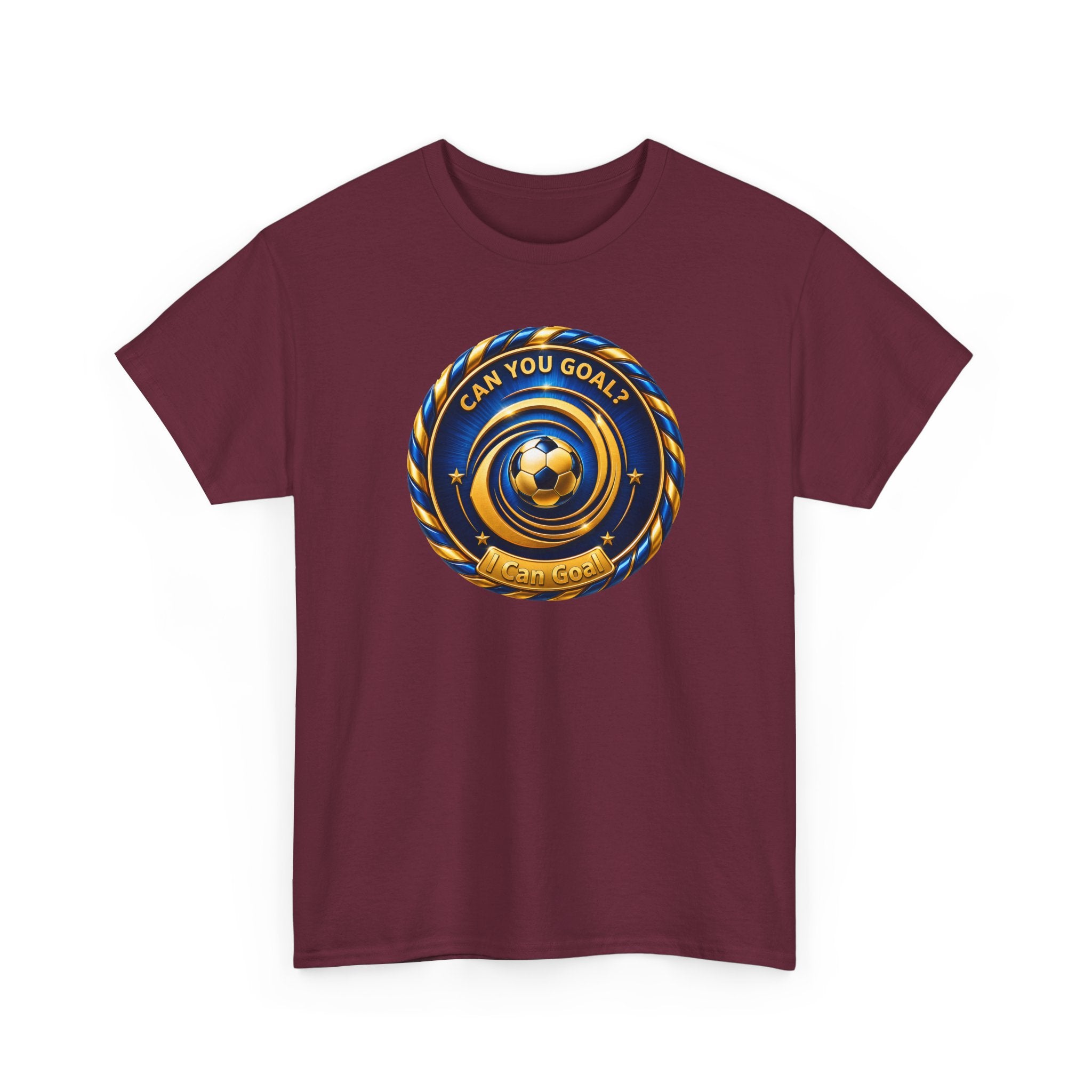 Soccer Badge Tee — "Can You Goal?" Graphic Soccer Shirt