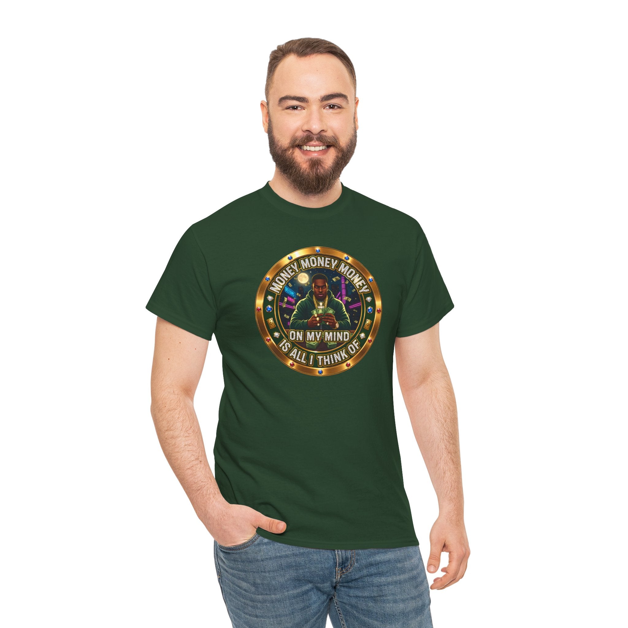 "Money On My Mind" Graphic Tee — Retro Casino Coin Design