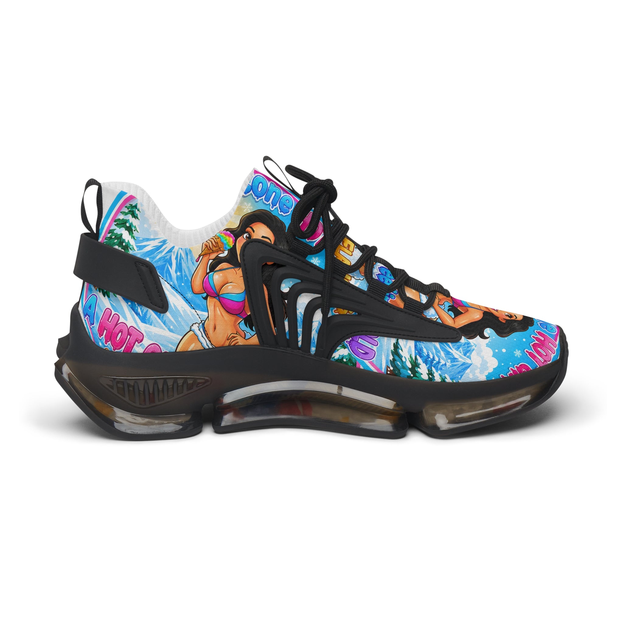 Women's Mesh Sneakers —"Snow Cone Hot Girl "Tropical Beach Babe Graphic Sneakers
