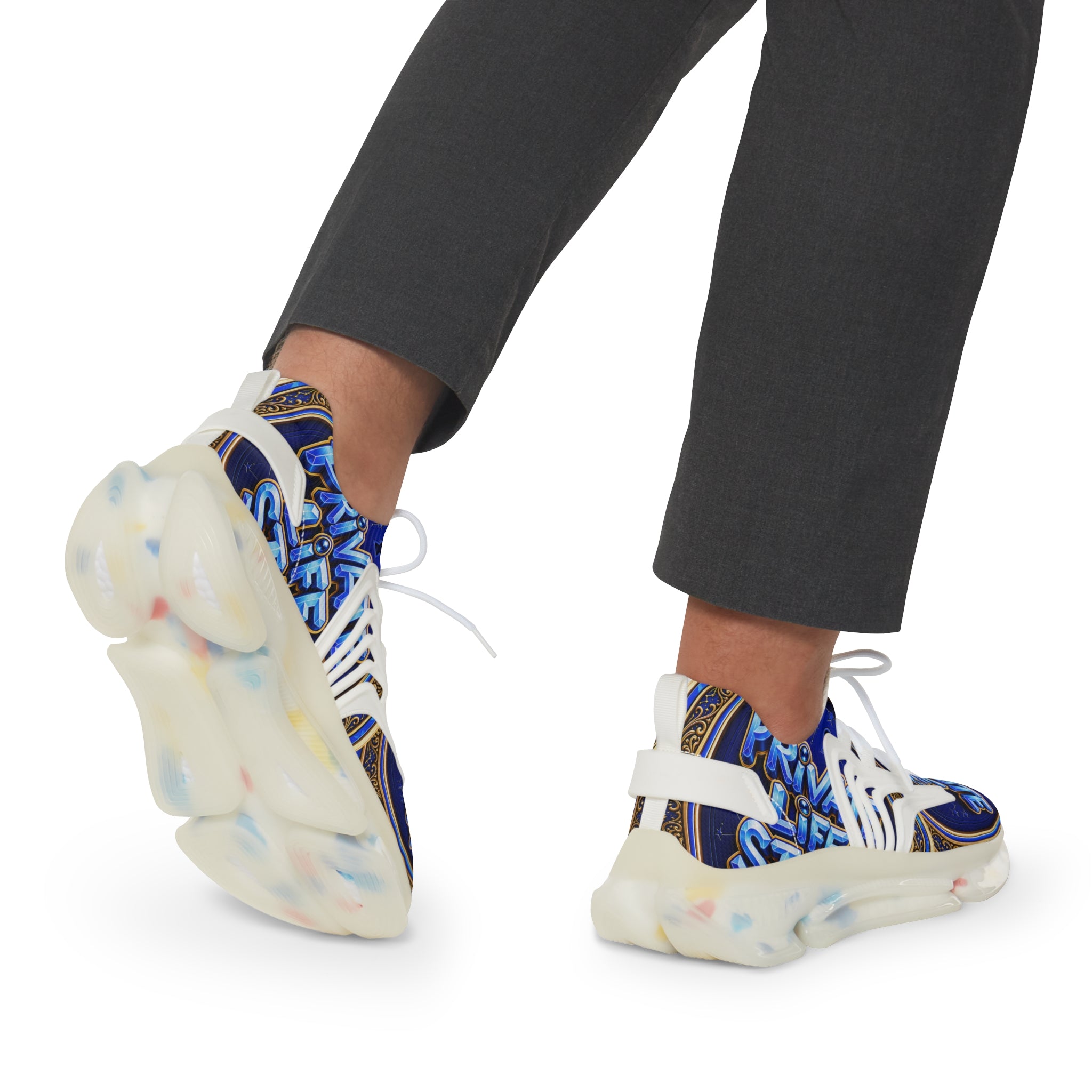 Mesh Sneakers — 'Private Life Style "Bold Blue Graphic Athletic Shoes