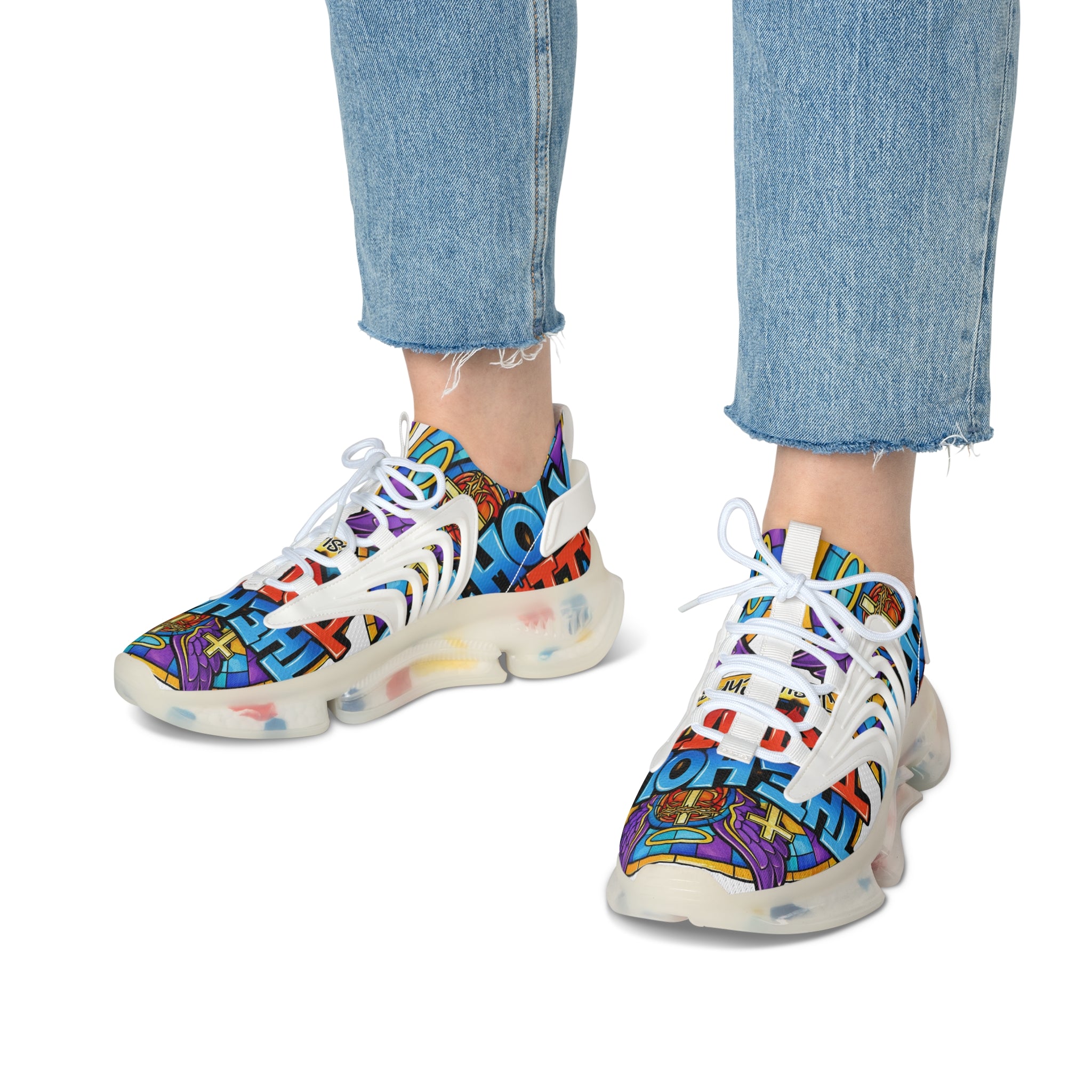 Men's Mesh Sneakers — Colorful Graffiti 'The Holy' Street Style