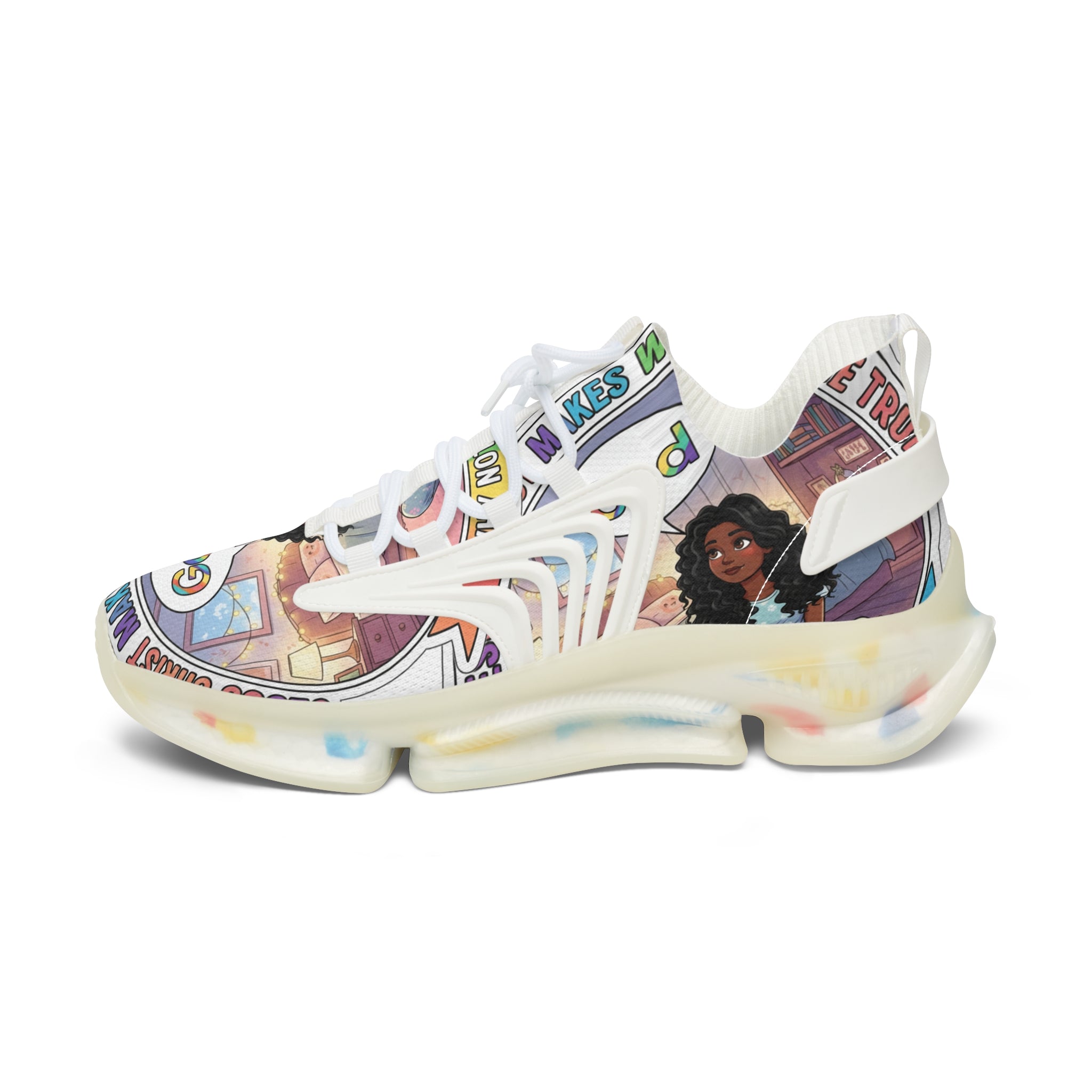 Women's Mesh Sneakers — " Jesus Christ Makes Wishes Come True " Graphic Athletic Shoes