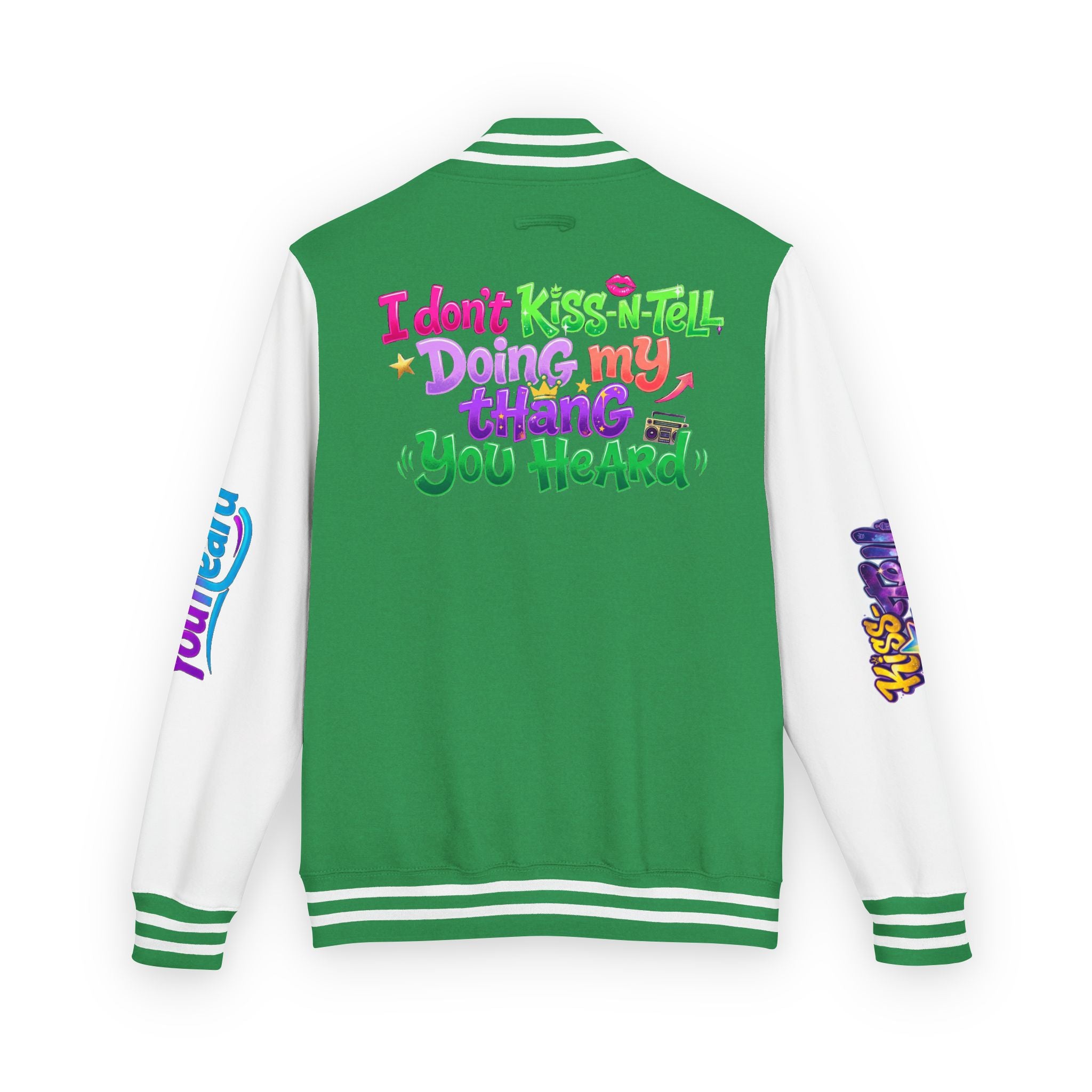 Letterman Jacket — "I Don't Kiss-N-Tell, Doing My Thang You Heard" Colorful Streetwear