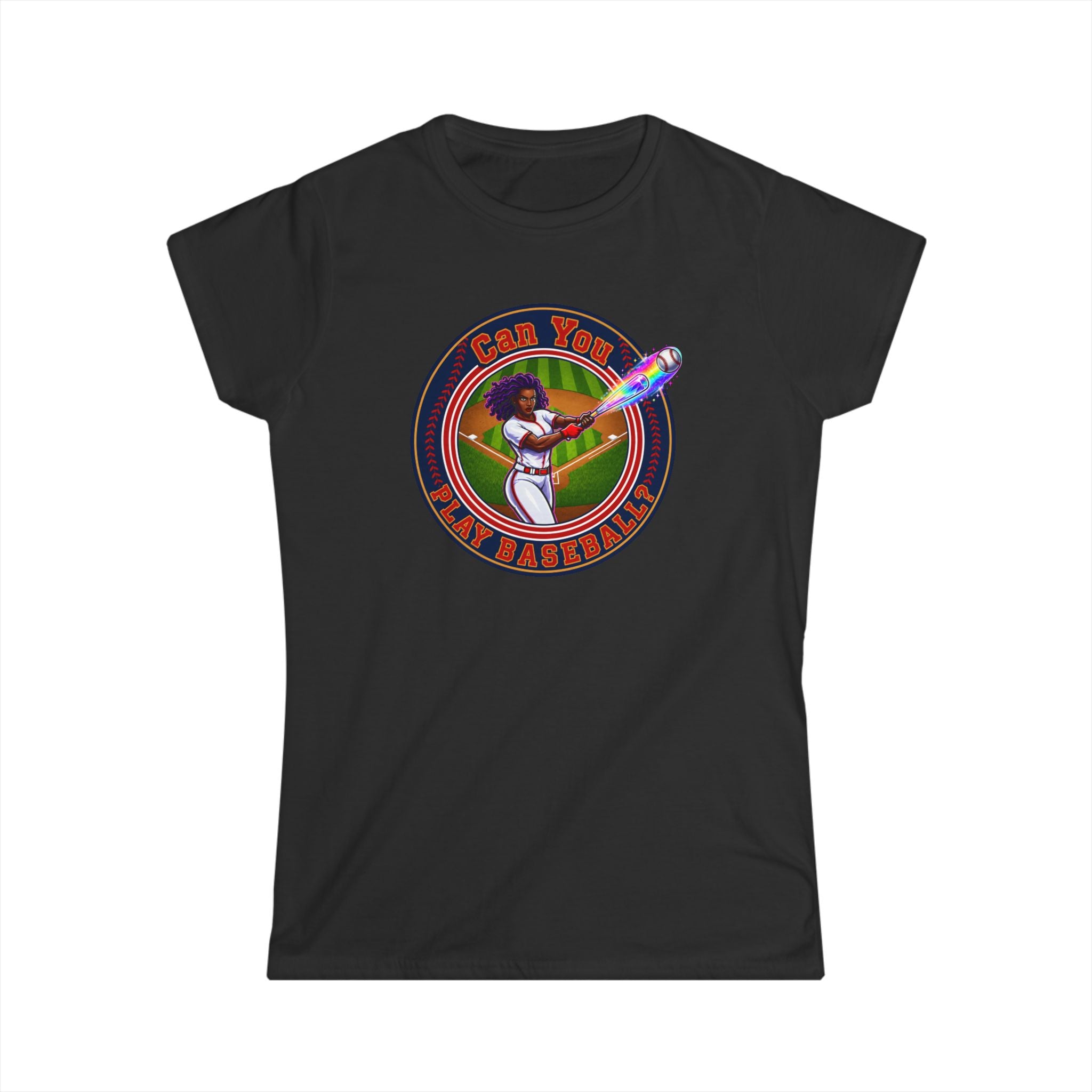 Can You Play Baseball? Women's Baseball Graphic Tee - Vintage Batter Design