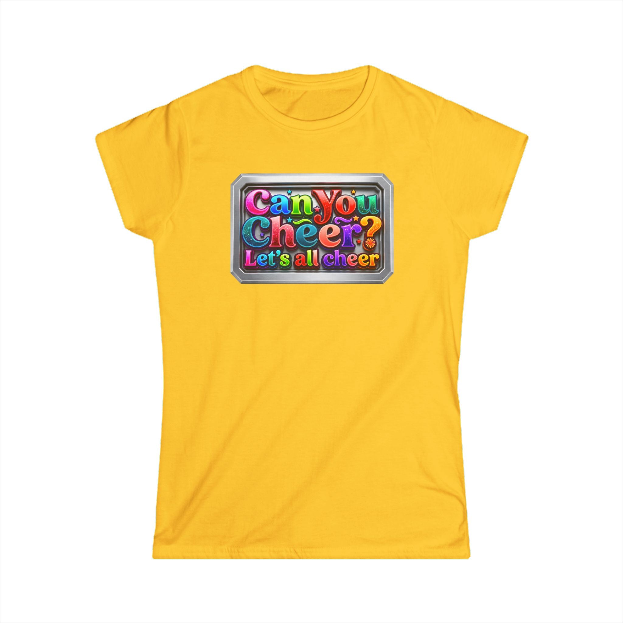 Cheer Squad Tee — "Can You Cheer, Let's All Cheer" Colorful Cheerleading Graphic
