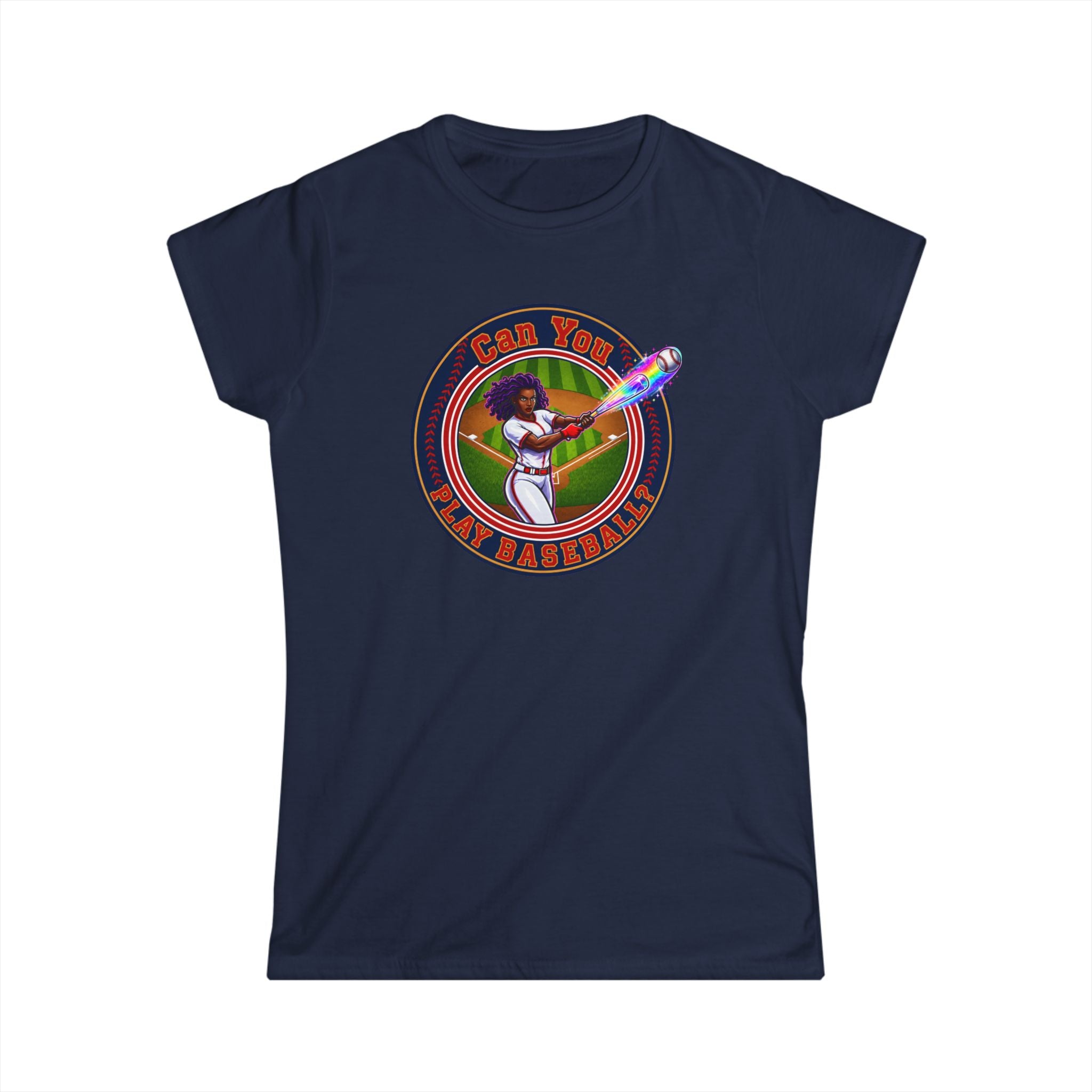 Can You Play Baseball? Women's Baseball Graphic Tee - Vintage Batter Design