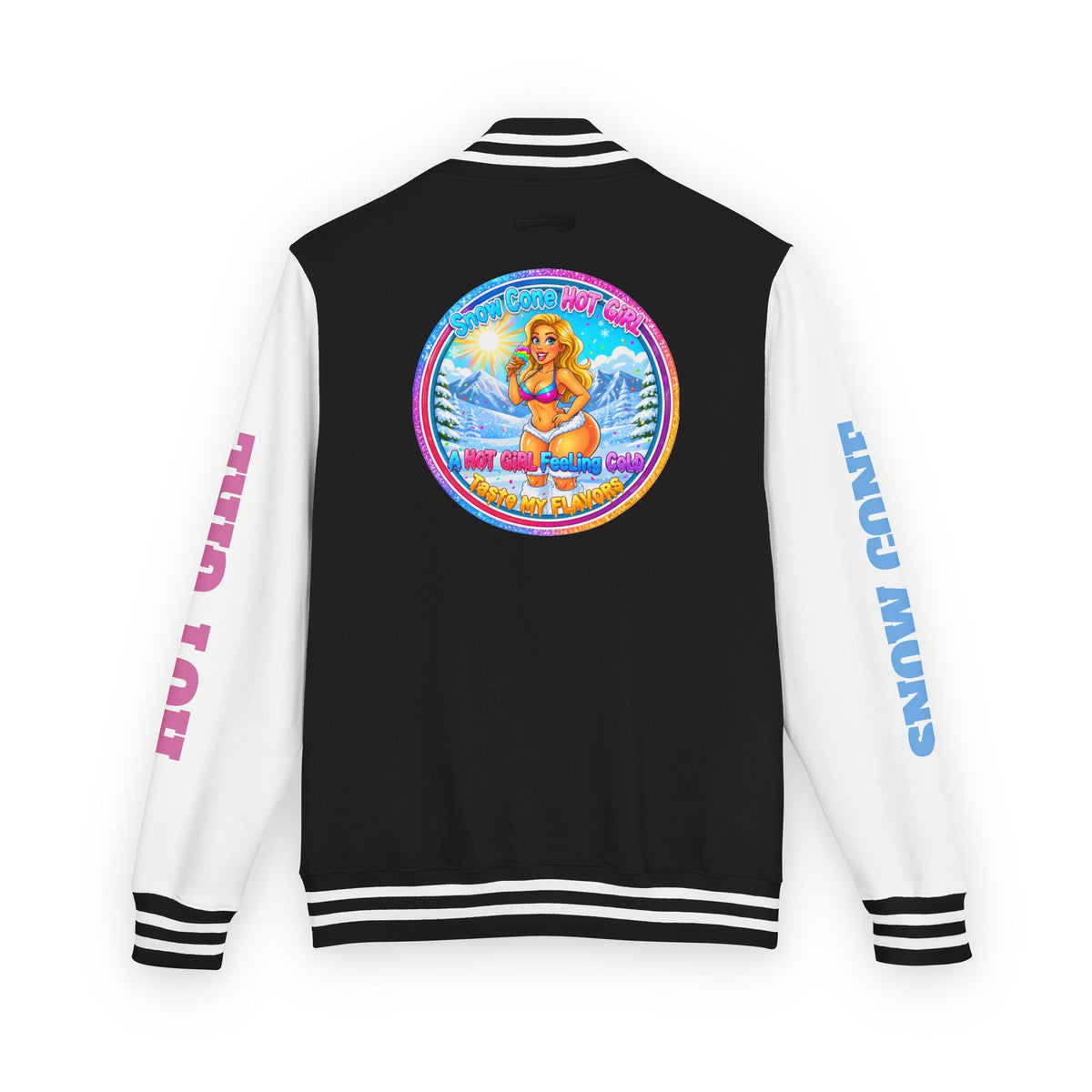 Angel Pinup Letterman Jacket — "Snowcone Hot Girl " Graphic Varsity Jacket