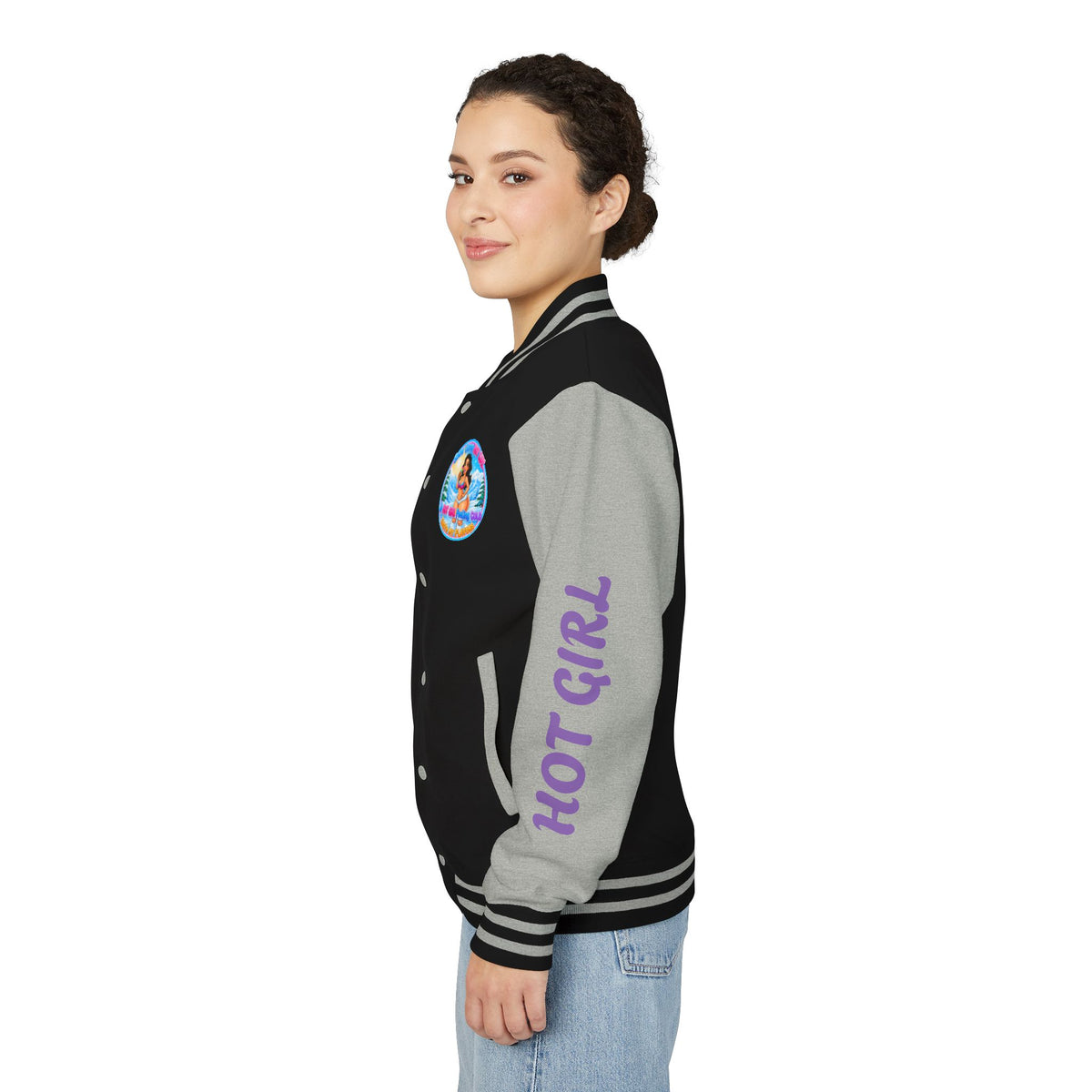Letterman Jacket — 'SnowCone, Hot Girl' Retro Beach Graphic