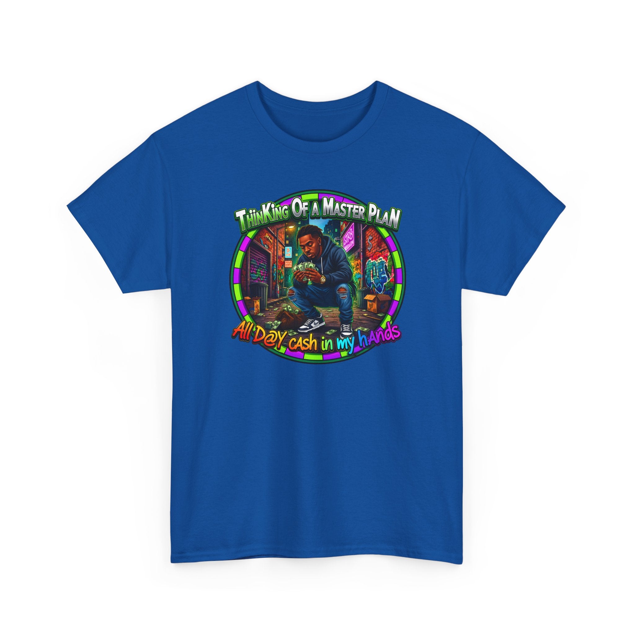 T-Shirt — "Thinking of a Master Plan" Colorful Retro Hip-Hop Graphic Tee