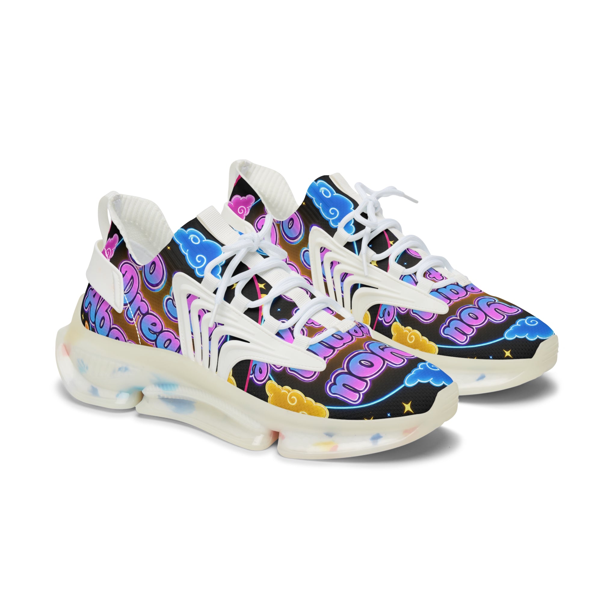 Mesh Sneakers — "Do You Dream Bout Me" Colorful Cloud Graphic