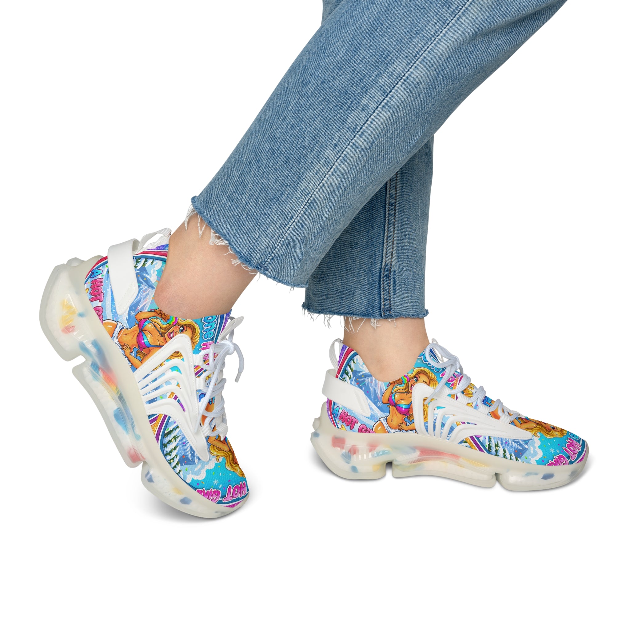 Women’s Mesh Sneakers — "Snow Cone Hot Girl "Colorful Mermaid Graphic Athletic Shoes