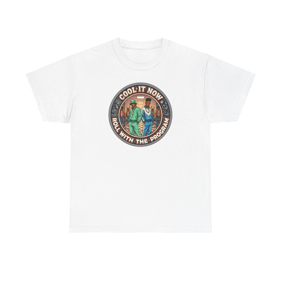 Cool It Now Tee — "Cool It Now Roll With The Program" Vintage Patch Graphic T-Shirt
