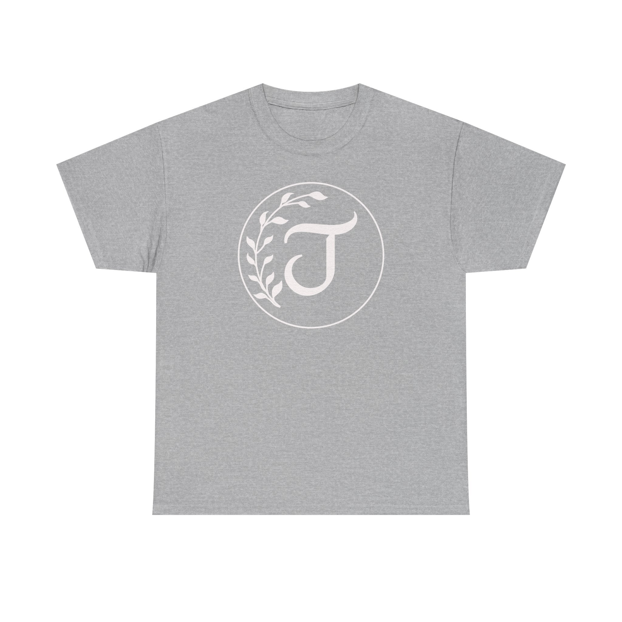 White Tee with Subtle "Floral J " Jesus Christ "— Minimalist Japanese Character T-Shirt