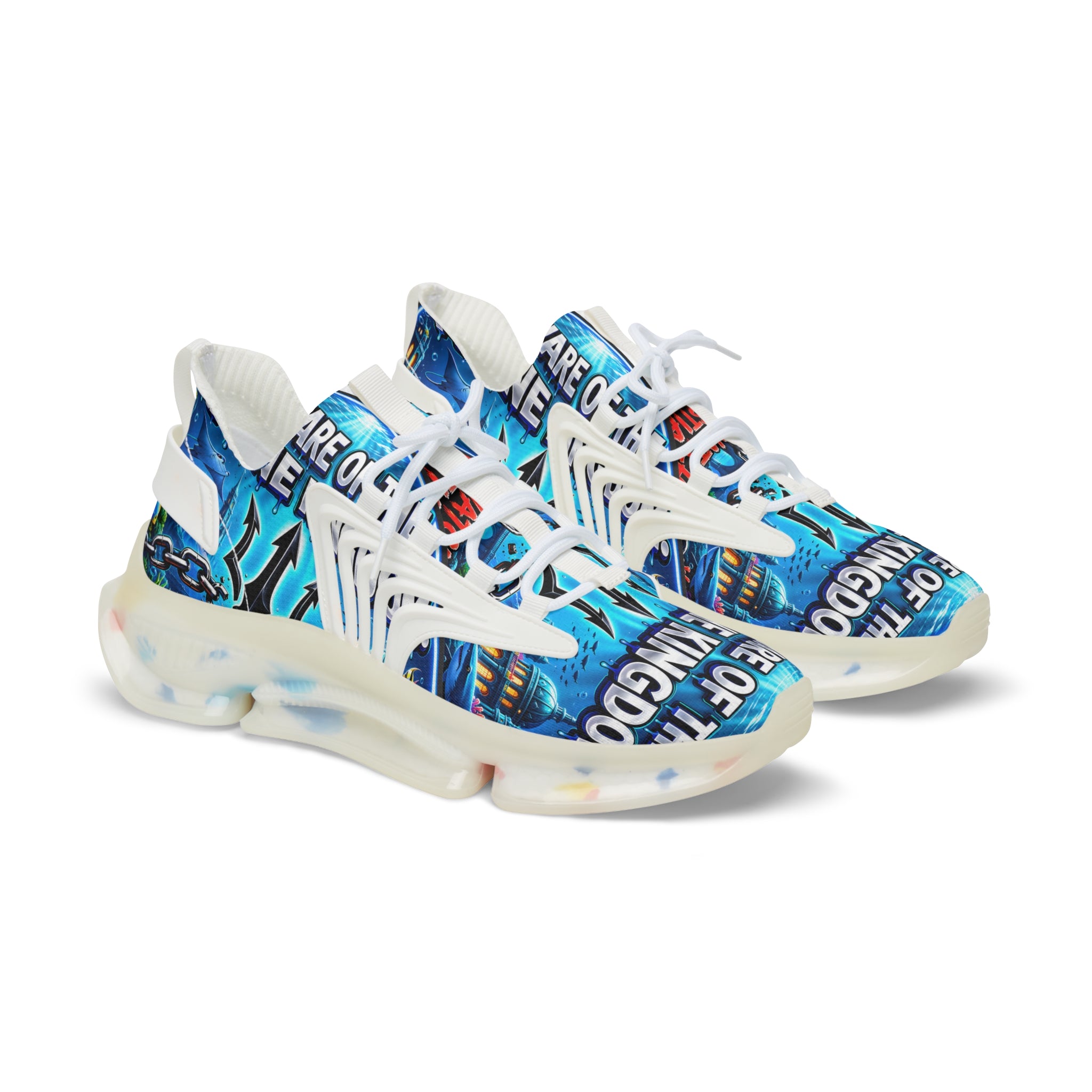 Men's Mesh Sneakers —"Beware Of The Marine Warrior"Ocean Trident Streetwear Running Shoes