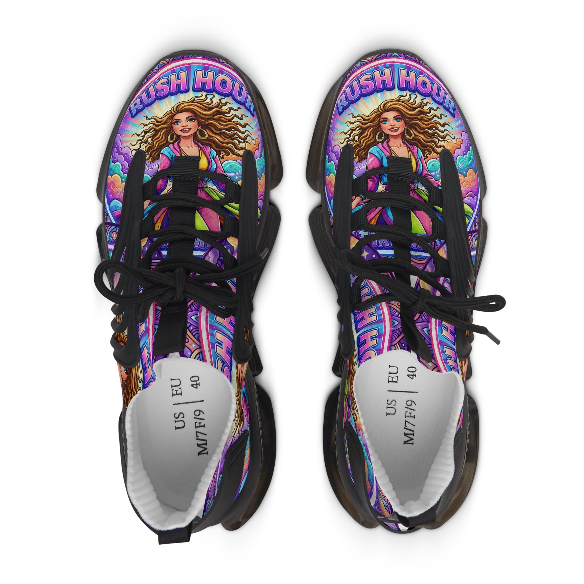 Mesh Sneakers — Vibrant 'Rush Hour' Retro Goddess Athletic Shoes