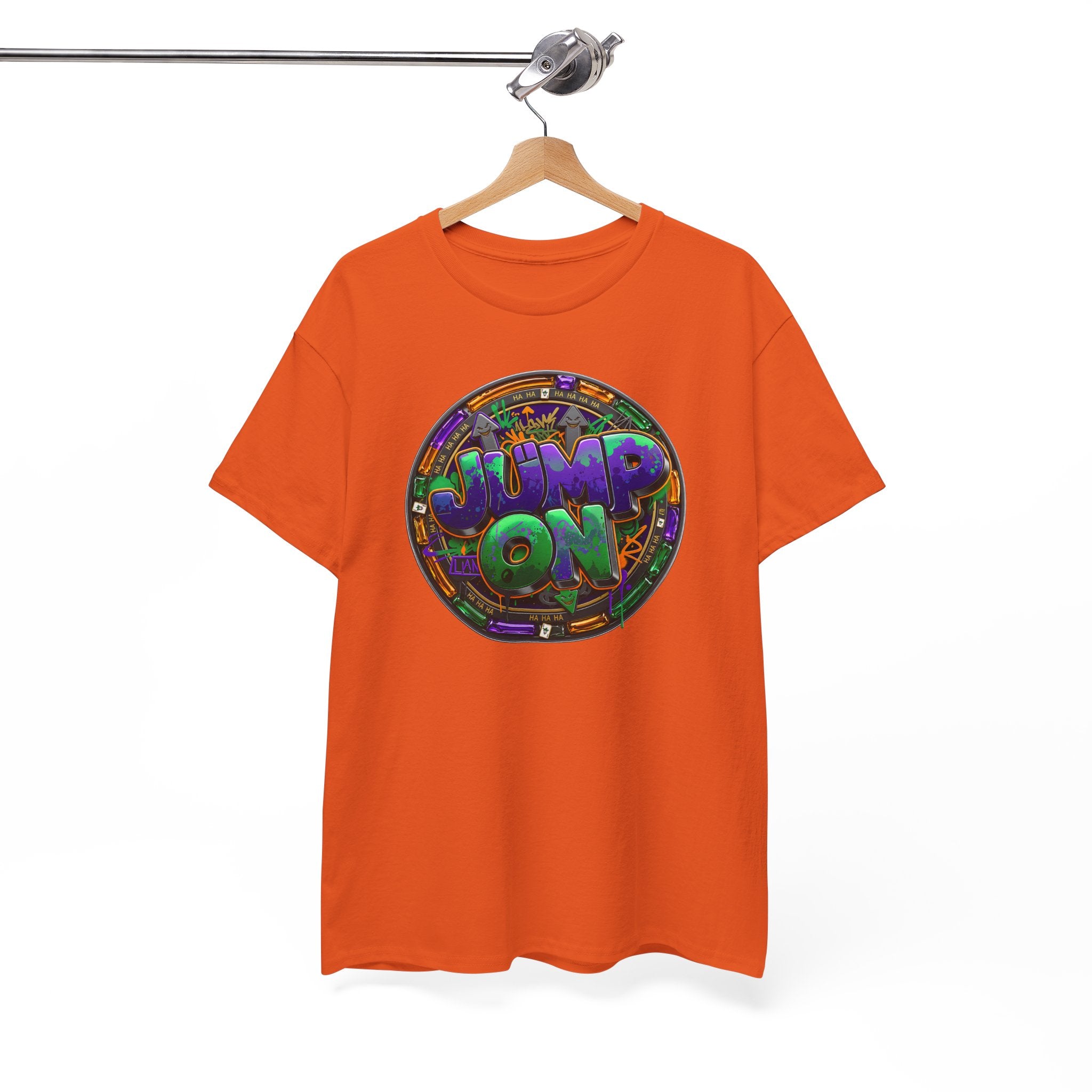 " Jump On" Circle Graphic Tee — Retro Neon Streetwear T-Shirt