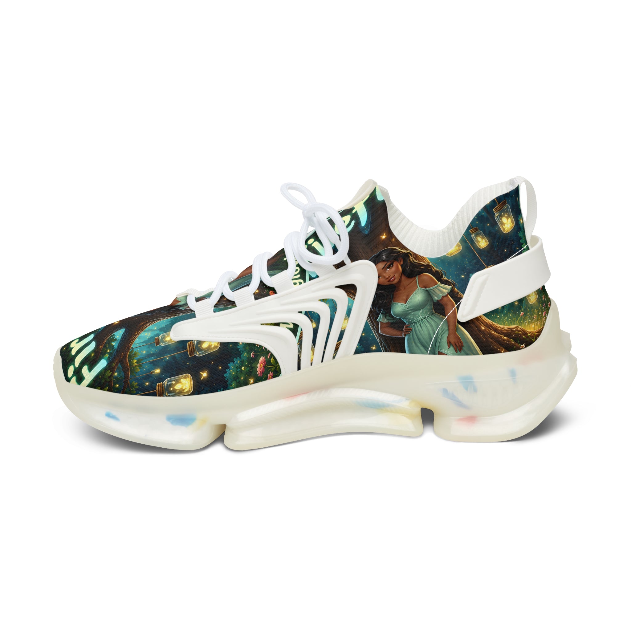 Women’s Mesh Sneakers — ’Fireflies’ Artistic Fairy Graphic Lightweight Running Shoes