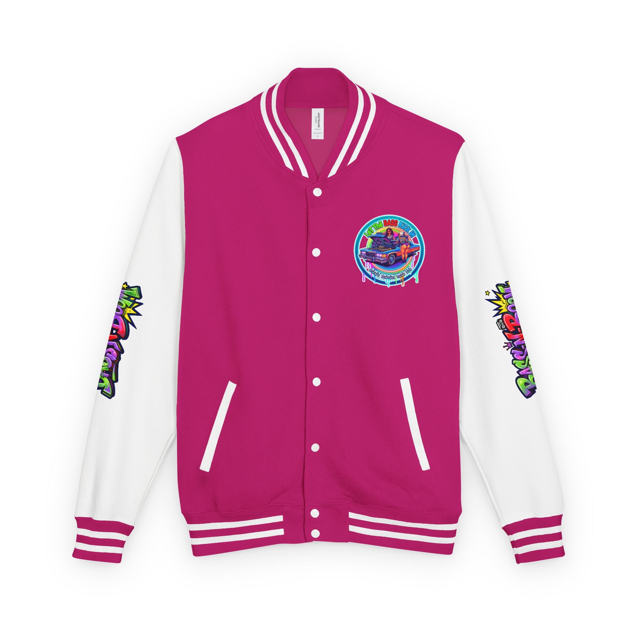 Letterman Jacket — ' Let The Bass Kick In' Retro Lowrider Crew Graphic