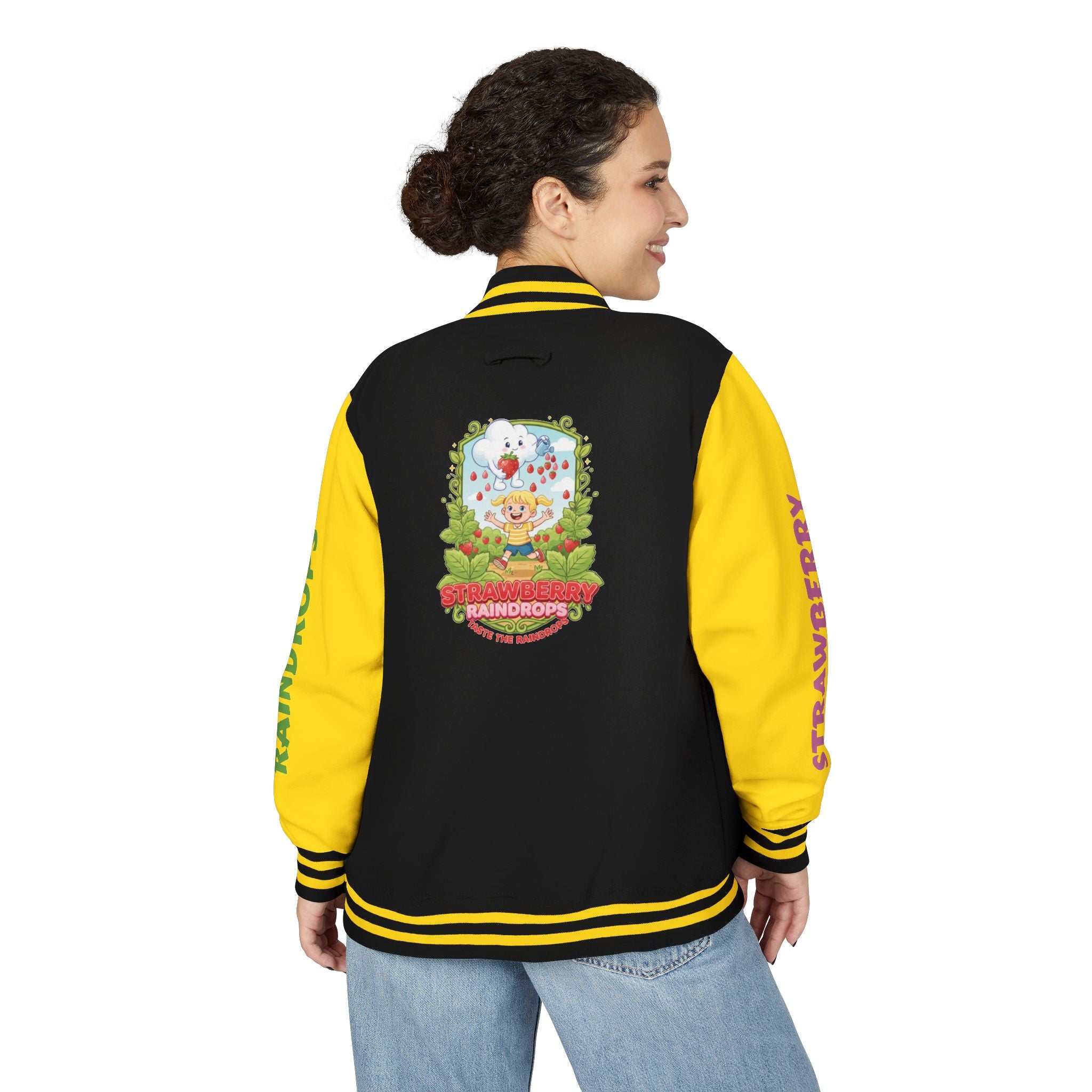 Letterman Jacket —"Strawberry Raindrops" Back Patch