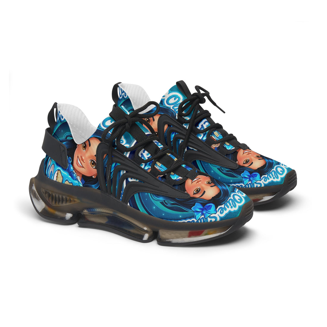 Women's Mesh Sneakers — "Ceylon Blue Olive Shortcake "Graphic Athletic Shoes