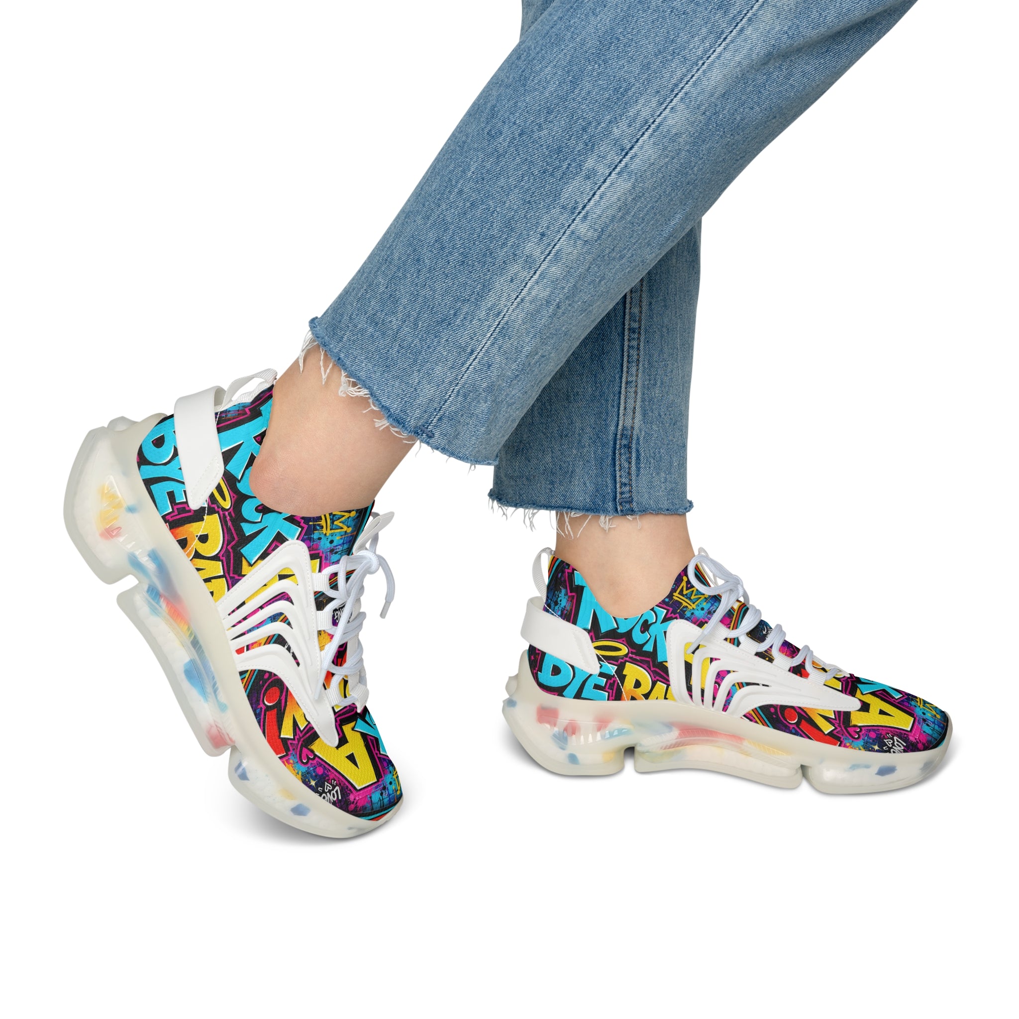 Women's Mesh Sneakers - Bold Graffiti 'Rock A Bye Baby' Streetwear Running Shoes