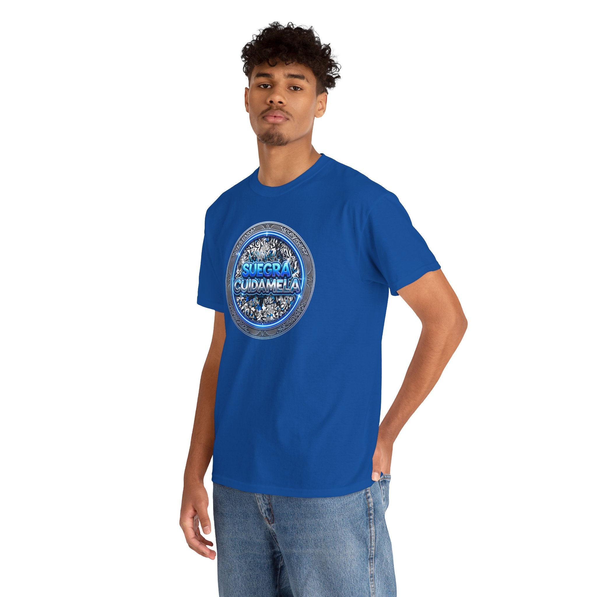 T-Shirt — Suegra Cuídame (Blue Floral Emblem)