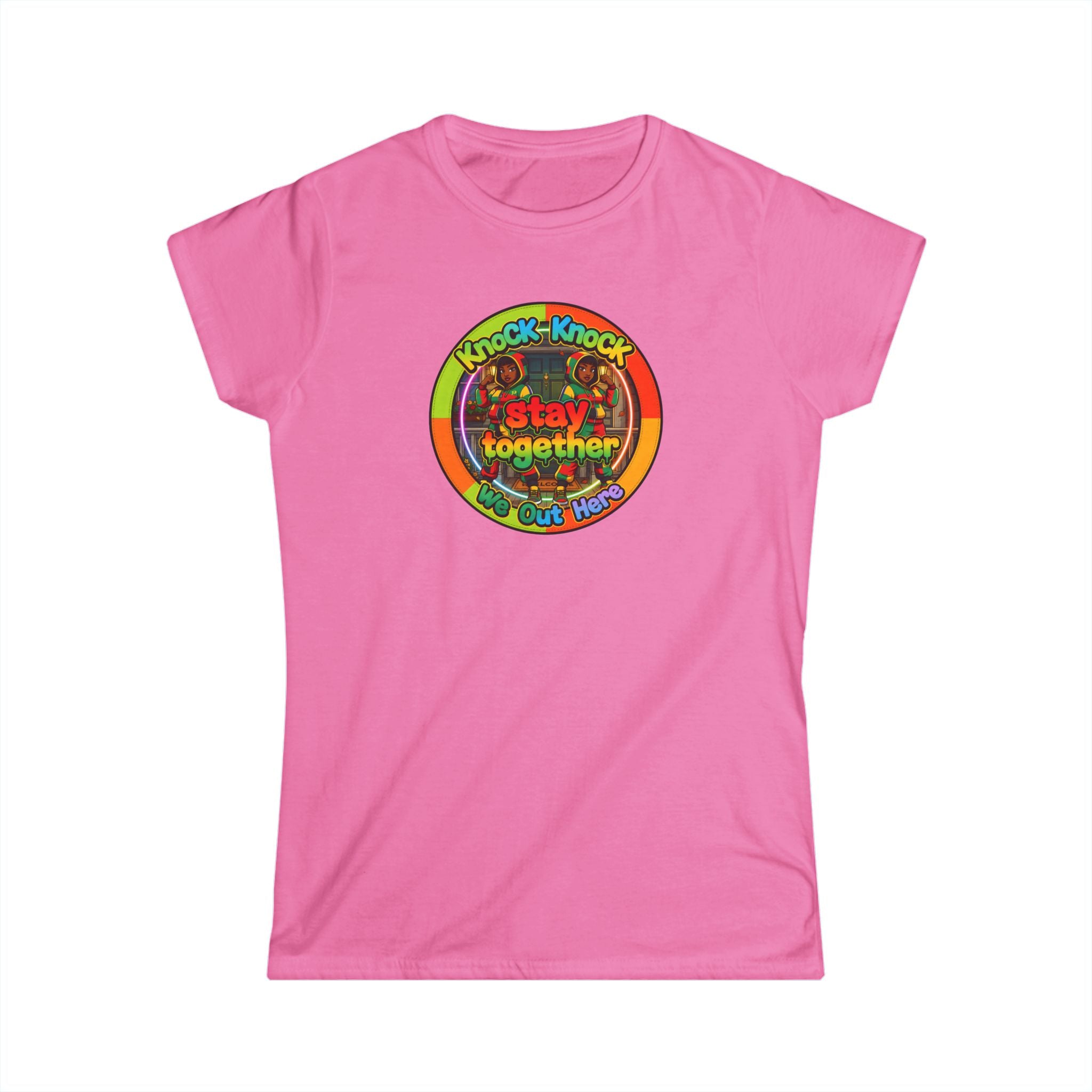 T‑Shirt — 'Knock Knock Stay Together' Retro Color Wheel Graphic Tee
