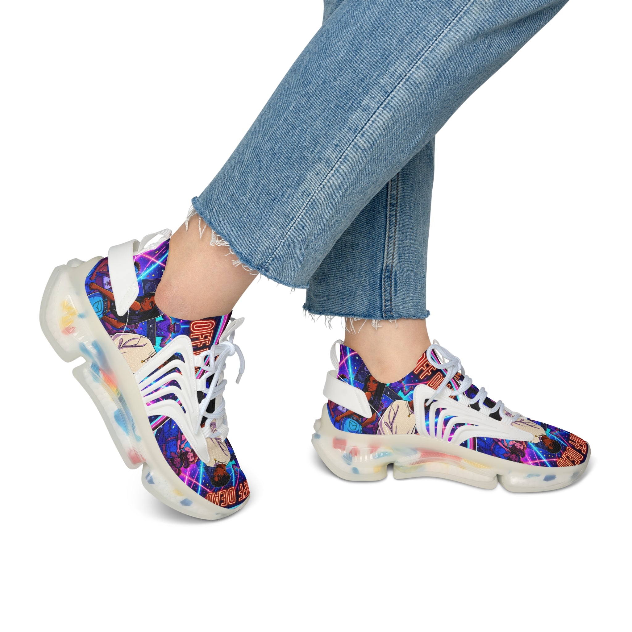 Women's Mesh Sneakers — Retro Vaporwave Anime Graphic Athletic Shoes