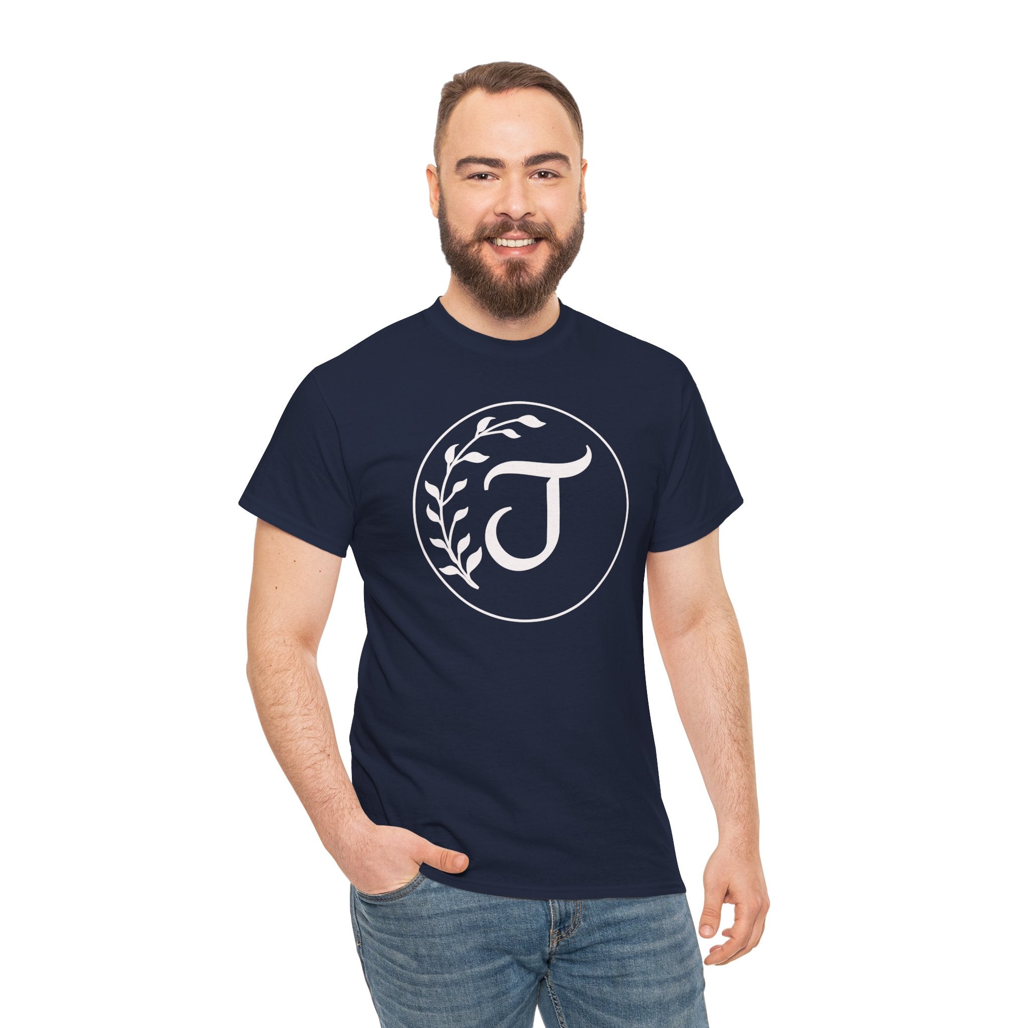White Tee with Subtle "Floral J " Jesus Christ "— Minimalist Japanese Character T-Shirt