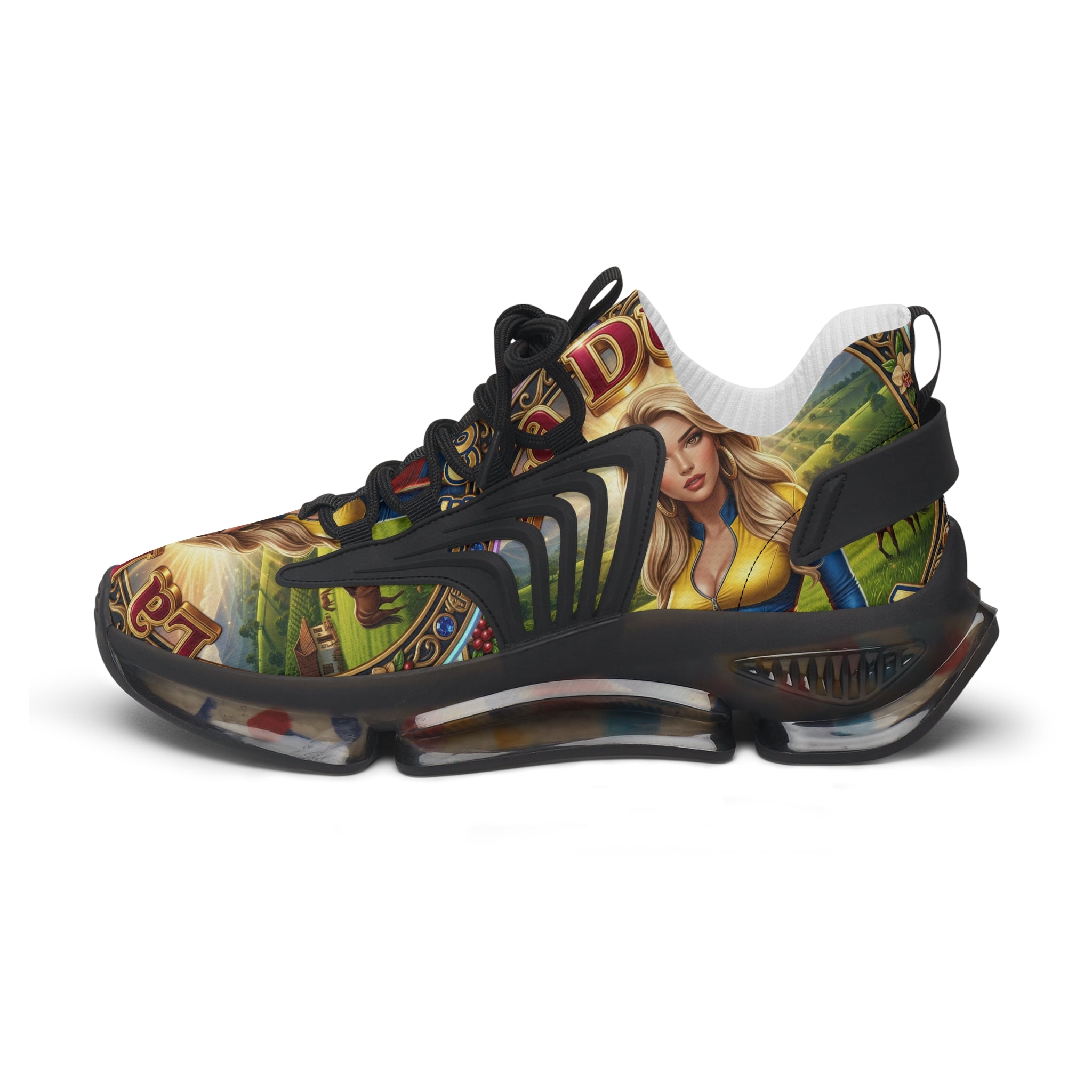 Women's Mesh Sneakers —"La Dura De Colombia " Vintage Country Girl Graphic Athletic Shoes