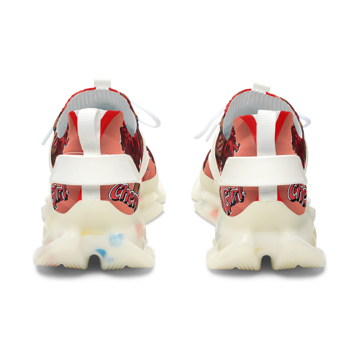 Red Curly-Haired Girl Athletic Sneakers — " Cherry Red Girl "Women's Fashion Mesh Shoes