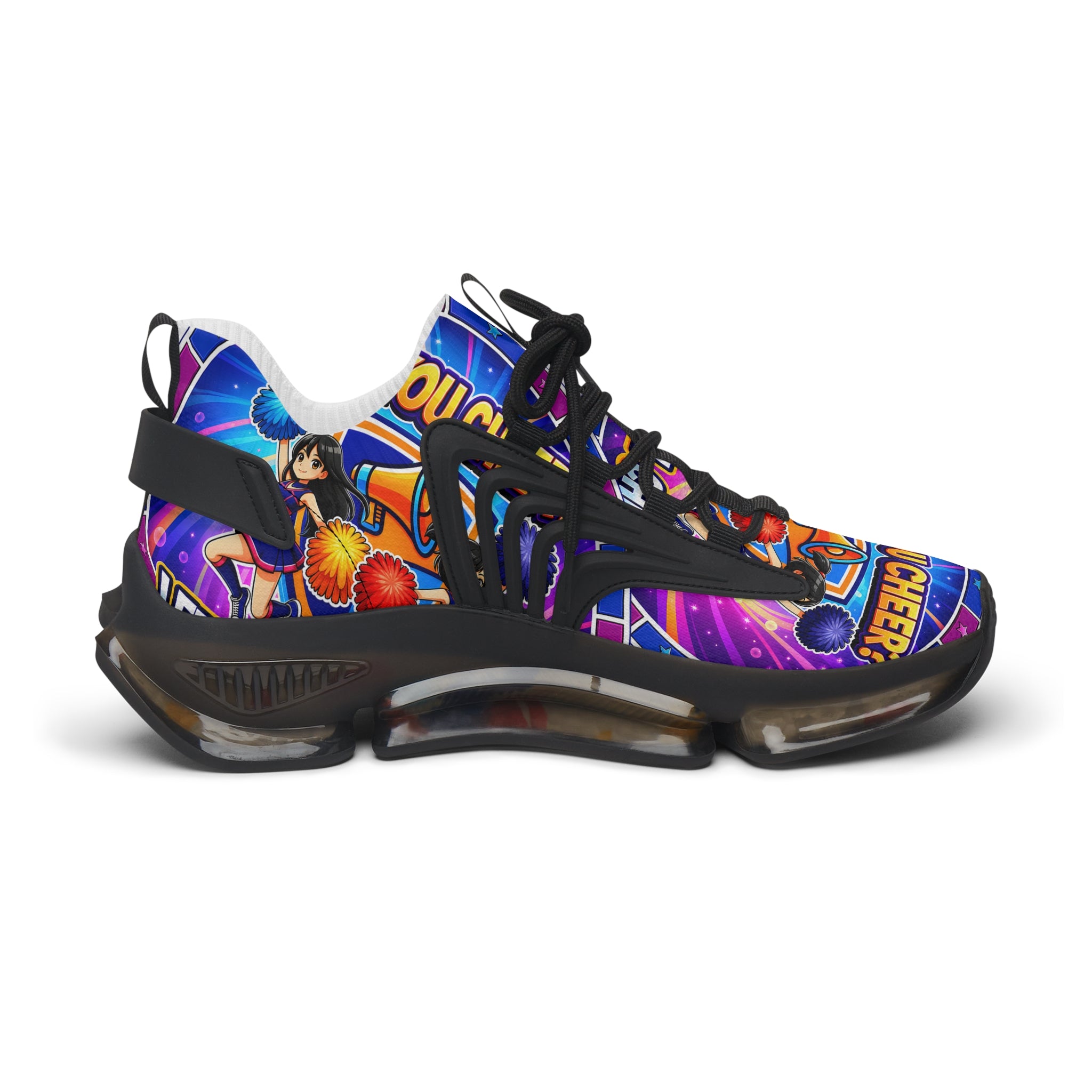 Women's Mesh Sneakers " Can You Cheer?" — Colorful Retro Graphic Athletic Shoes