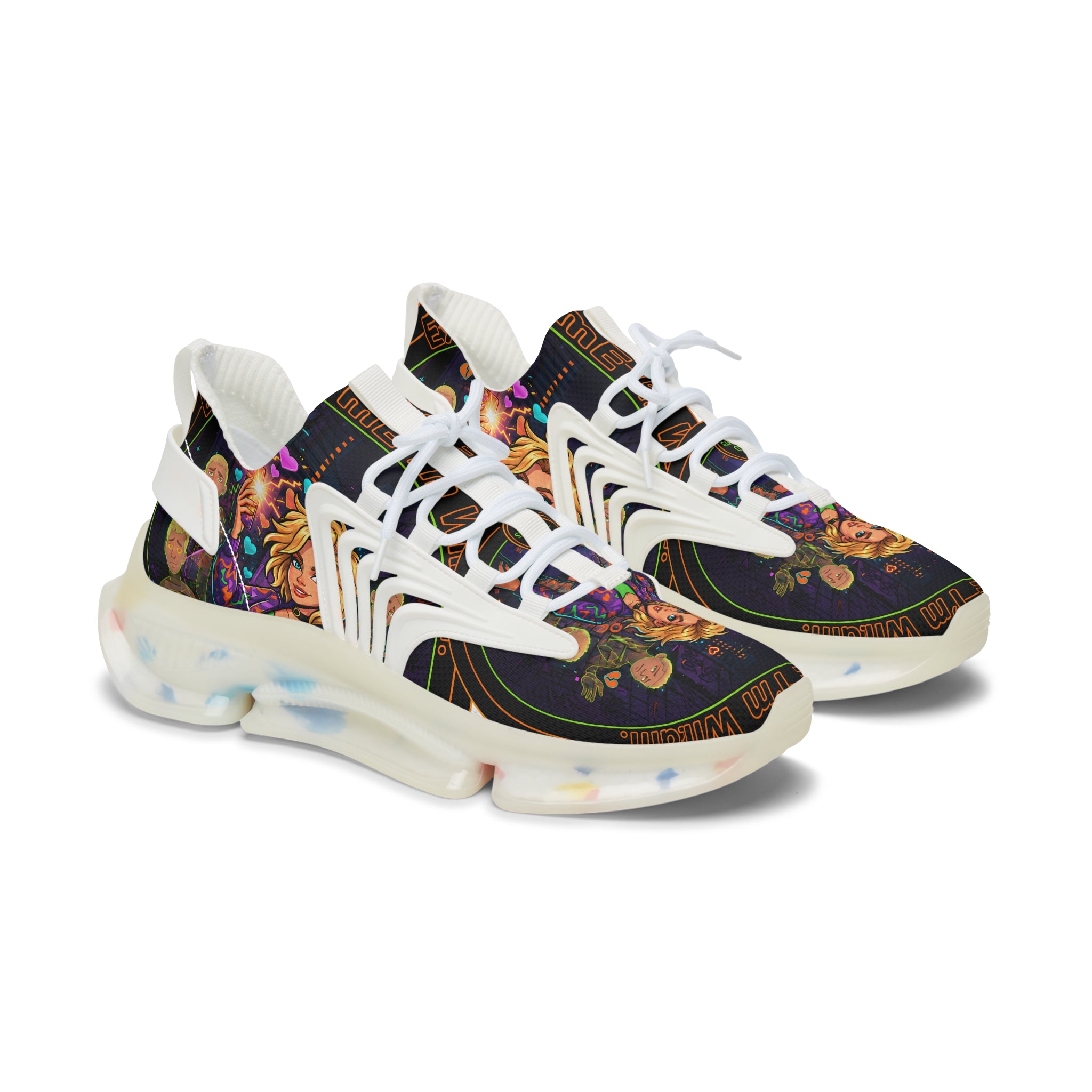 Mesh Sneakers — Floral Goddess Graphic Women's Athletic Shoes