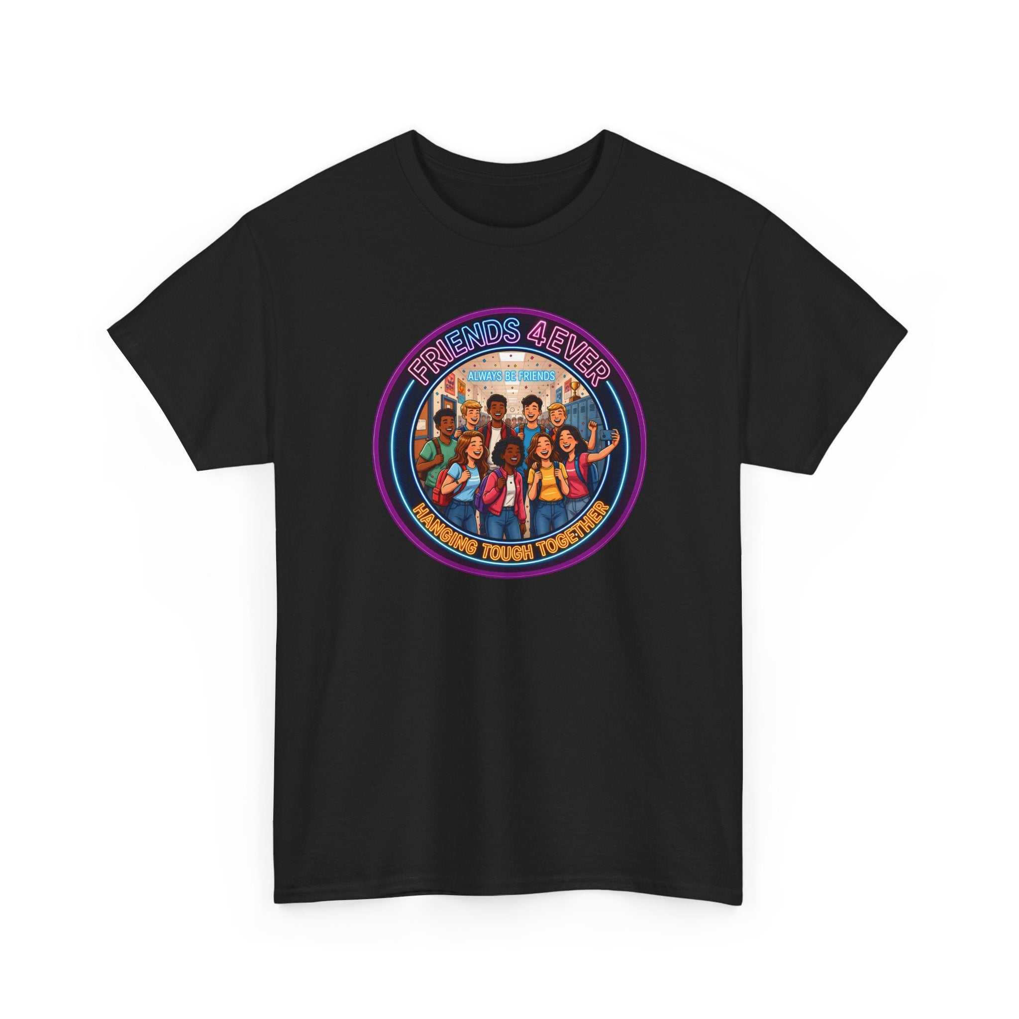 Graphic Tee — Retro Group Illustration "Friends Forever"