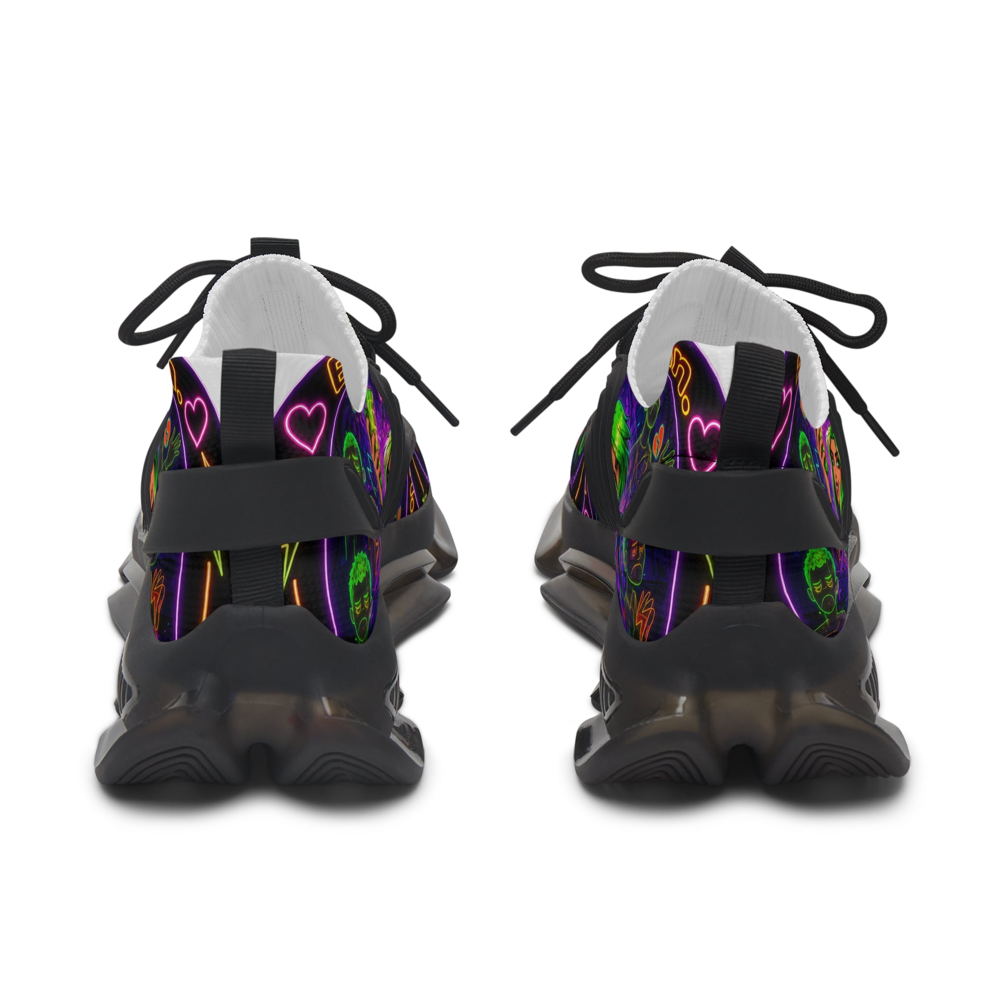 Mesh Sneakers — Neon Green Witch Graphic Athletic Shoes