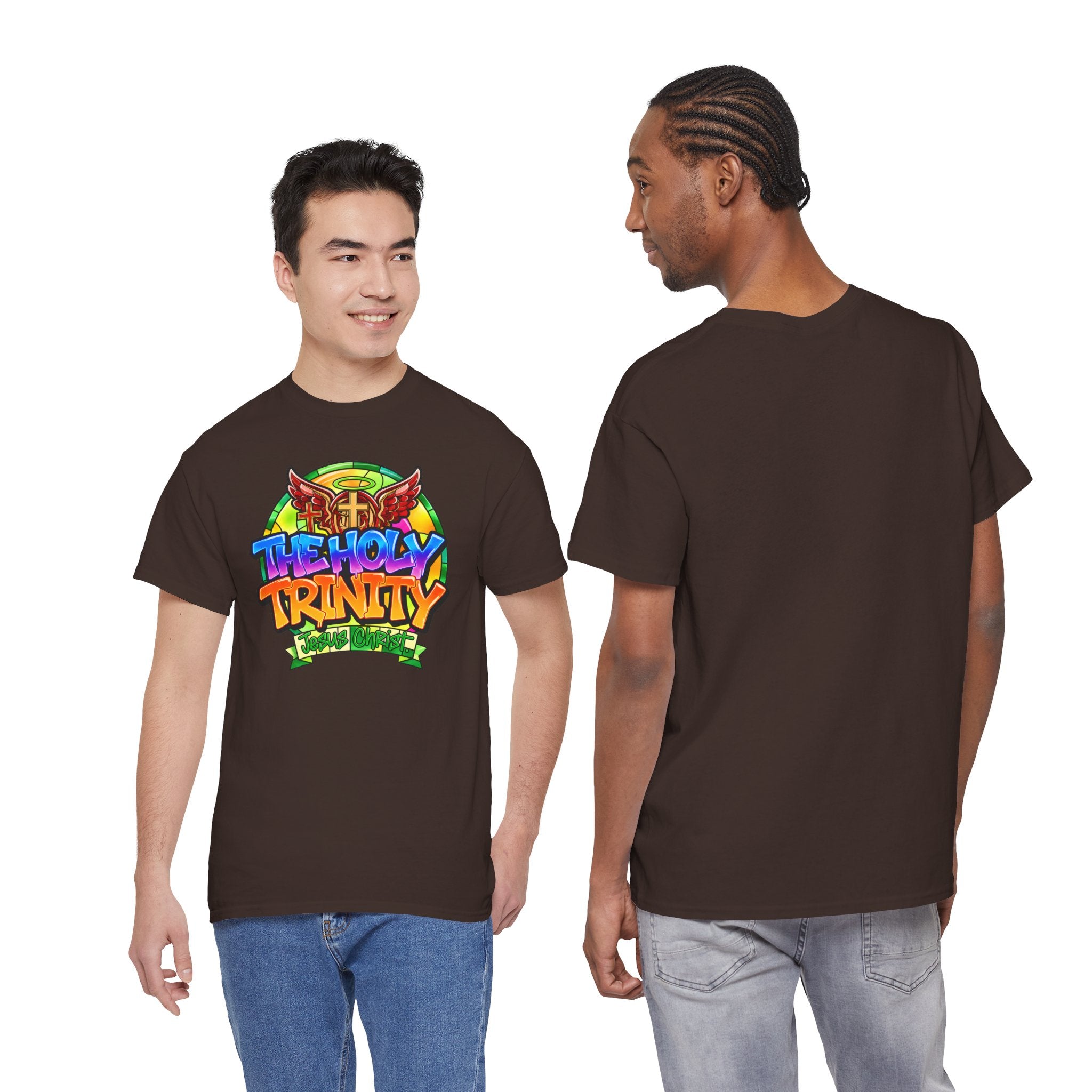 Holy Trinity Graphic Tee — Colorful Faith-Inspired Streetwear T-Shirt
