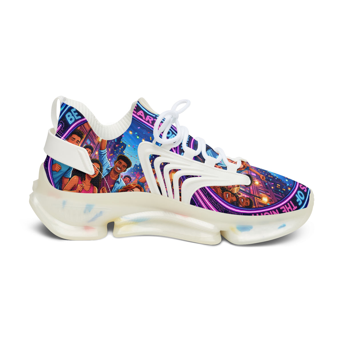 Women’s Mesh Sneakers — Colorful 'Be Young Of Hearts of the Night' Graphic Athletic Shoes